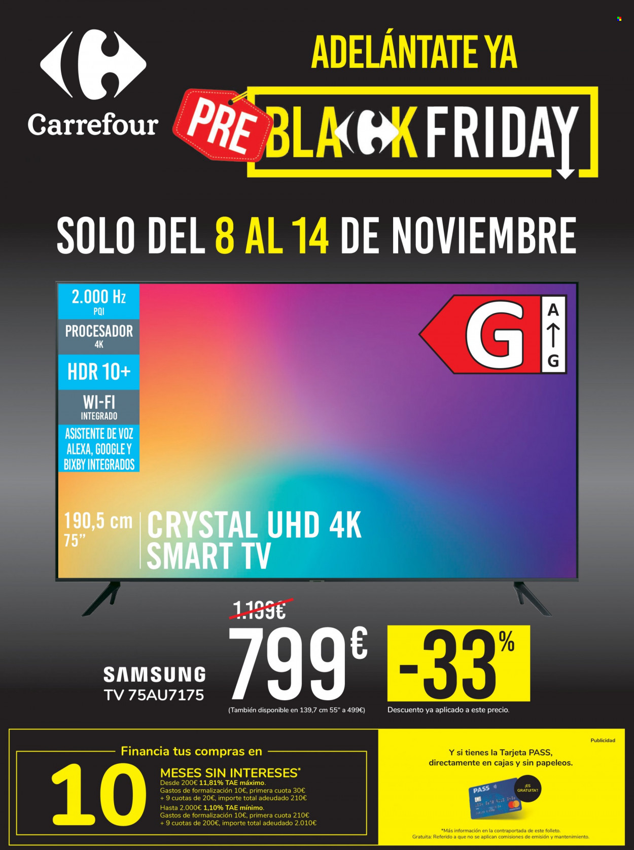thumbnail - Folleto actual Carrefour - 08/11/21 - 14/11/21 - Ventas - Samsung, Smart TV, televisor. Página 1.