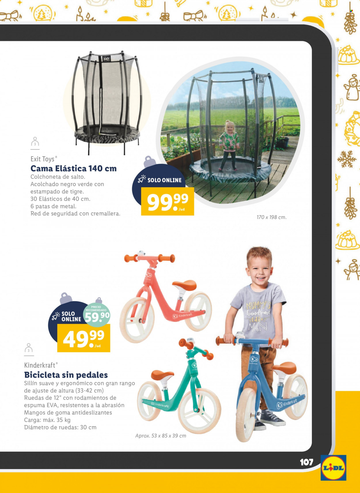 thumbnail - Folleto actual Lidl - Ventas - colchoneta, bicicleta, trampolín. Página 107.