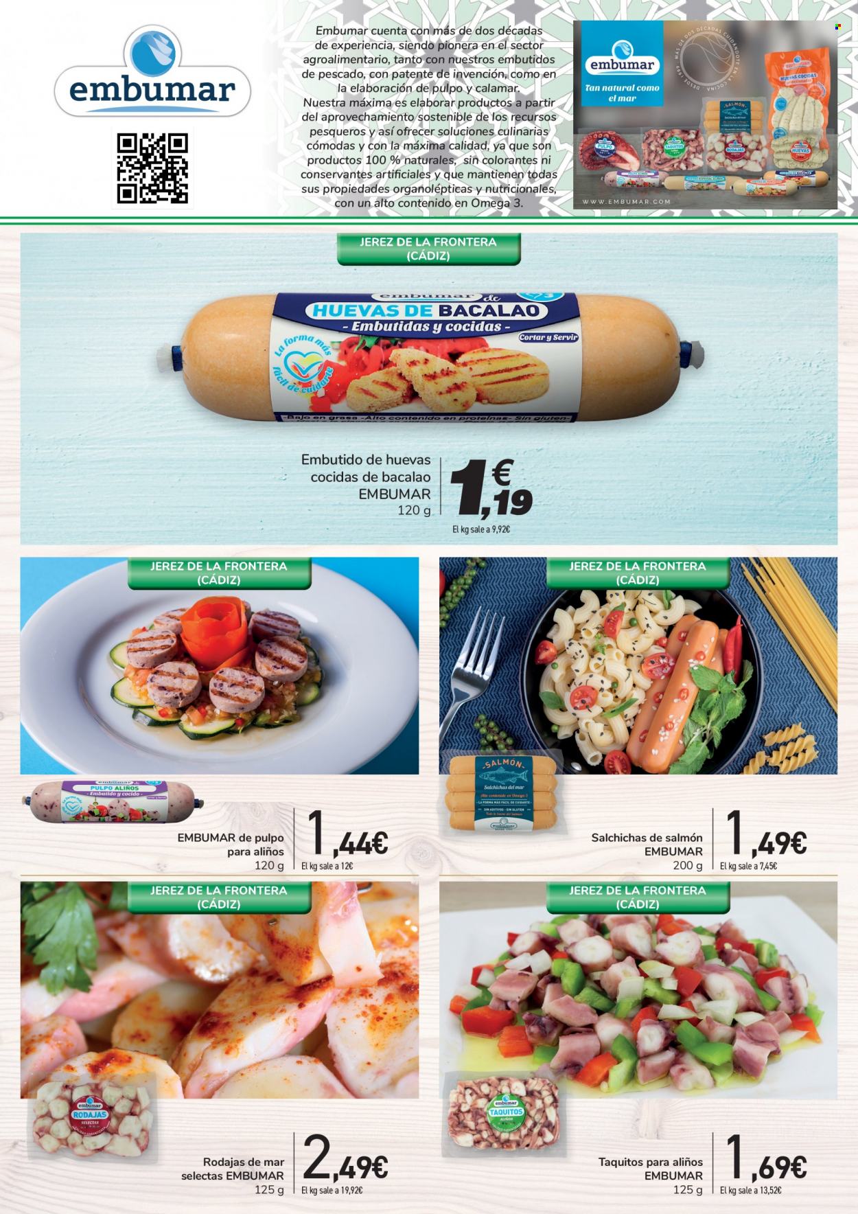 thumbnail - Folleto actual Carrefour - 10/11/21 - 25/11/21 - Ventas - calamar, Embumar, pulpo, salmón, taquito, embutidos, salchicha. Página 14.