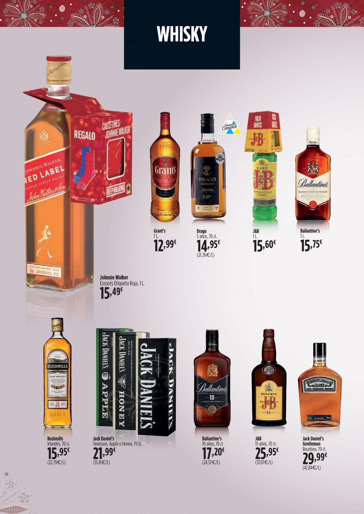 thumbnail - Folleto actual Hipercor - 18/11/21 - 05/01/22 - Ventas - Ballantine's, bourbon, Grant‘s, J&B, Jack Daniel’s, Johnnie Walker, whisky, Red Label, vaso. Página 38.