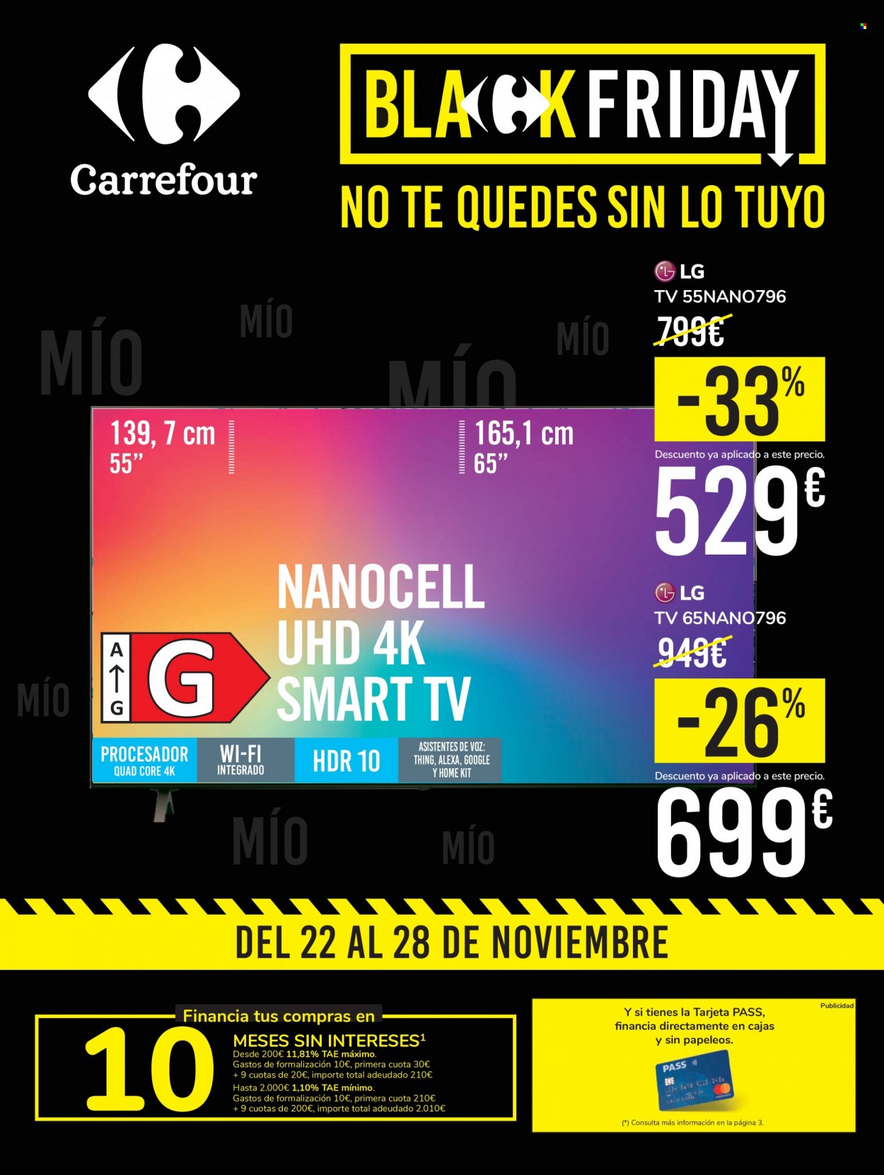 thumbnail - Folleto actual Carrefour - 22/11/21 - 28/11/21 - Ventas - LG, Smart TV, televisor. Página 1.