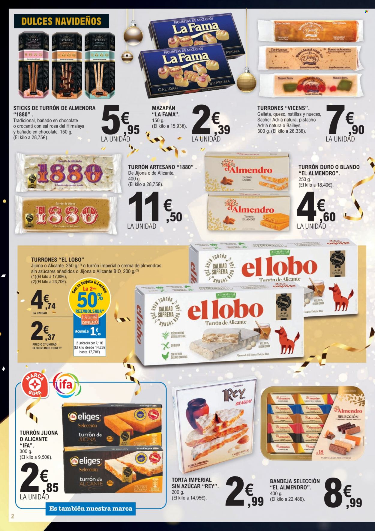 thumbnail - Folleto actual E.Leclerc - 24/11/21 - 12/12/21 - Ventas - ocra, torta, queso, galletas, turrón, figuritas de mazapán, Baileys. Página 2.