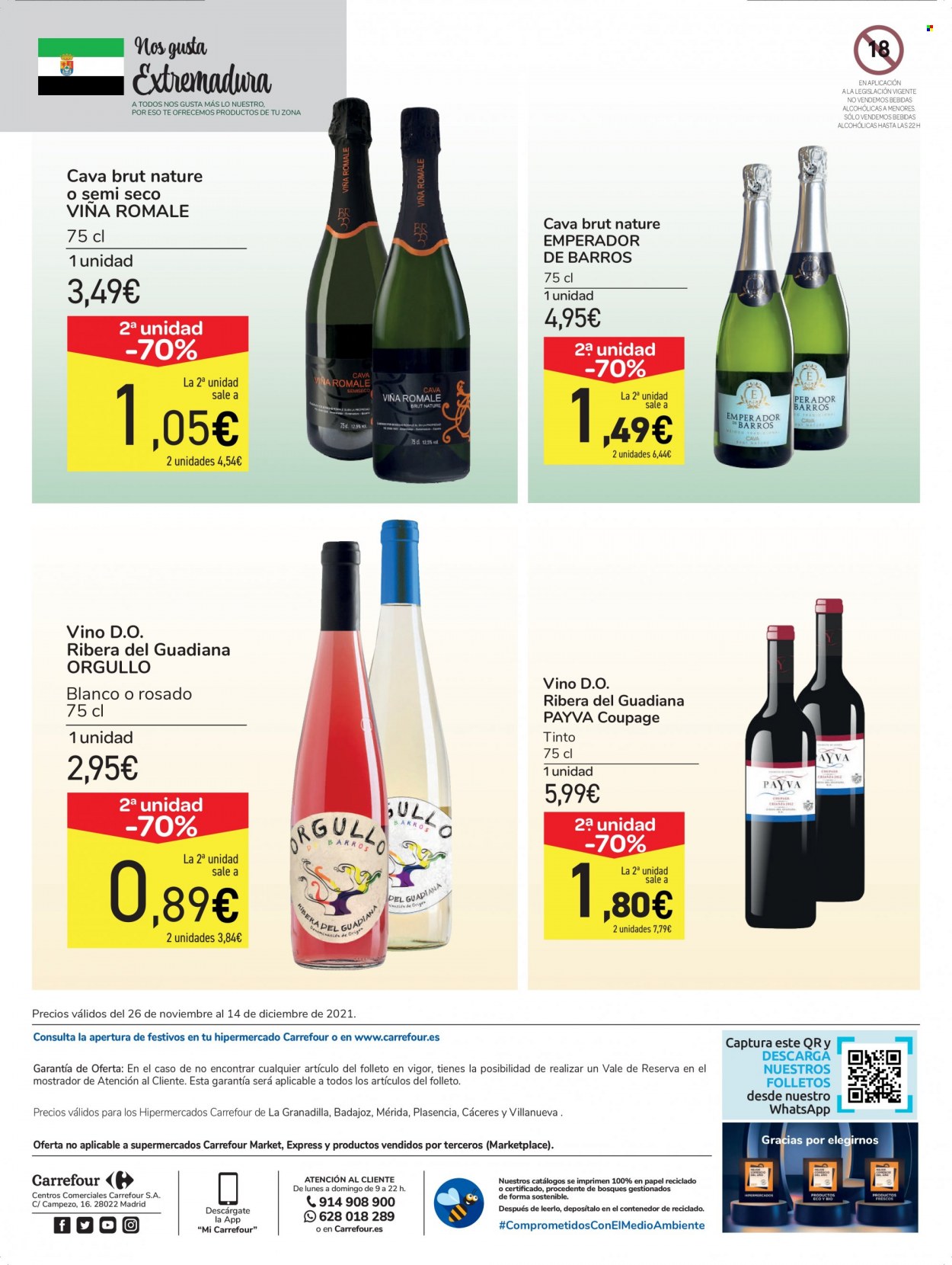 thumbnail - Folleto actual Carrefour - 26/11/21 - 14/12/21 - Ventas - vino, brut, Cava, Cava Brut. Página 12.
