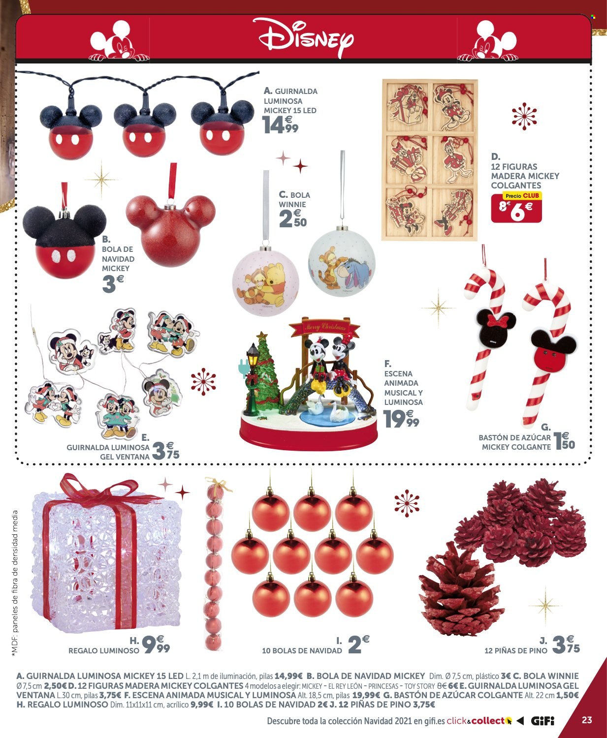 thumbnail - Folleto actual Gifi - 30/11/21 - 13/12/21 - Ventas - Mickey Mouse, pila alcalina, adornos de Navidad, guirnalda, Disney. Página 23.