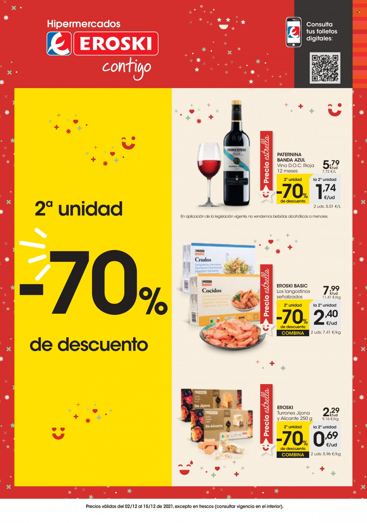 thumbnail - Folleto actual Eroski - 02/12/21 - 15/12/21 - Ventas - bebida, vino, Rioja, bebida alcohólica. Página 1.