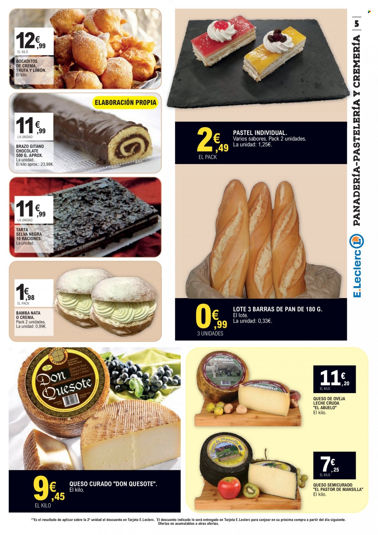 thumbnail - Folleto actual E.Leclerc - 01/12/21 - 12/12/21 - Ventas - bocadito, pastel, tarta, queso, queso curado, queso de oveja, queso semicurado, chocolate, trufa. Página 5.