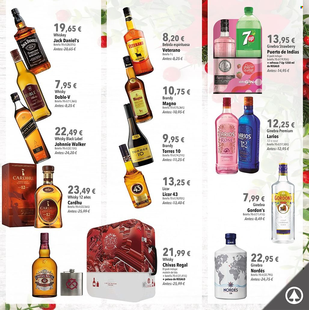 thumbnail - Folleto actual SPAR - 01/12/21 - 05/01/22 - Ventas - refresco, bebida, brandy, gin, Gordon’s, Jack Daniel’s, Johnnie Walker, Larios, licor, whisky. Página 15.