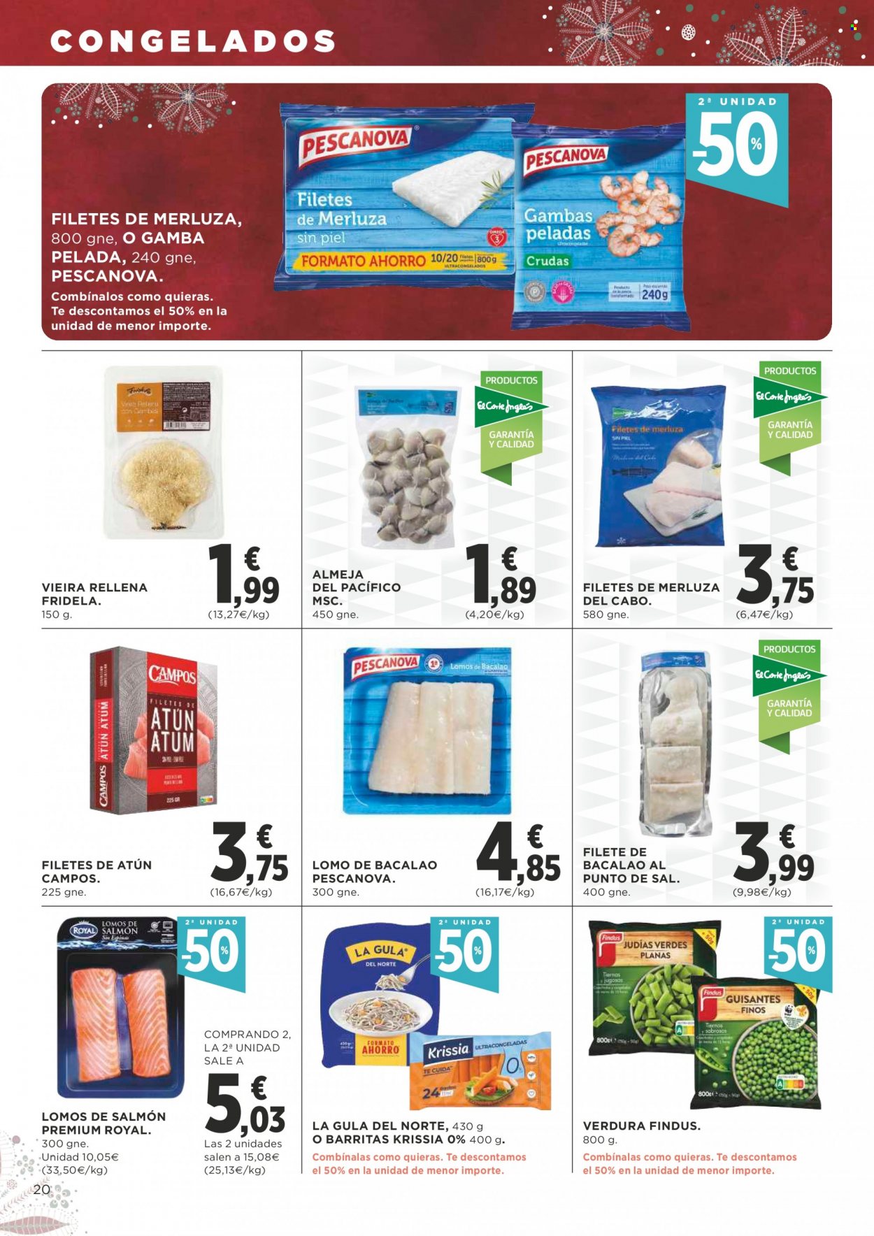 thumbnail - Folleto actual Supercor supermercados - 02/12/21 - 15/12/21 - Ventas - lomo, merluza, almeja, Findus, salmón, La Gula del Norte. Página 20.