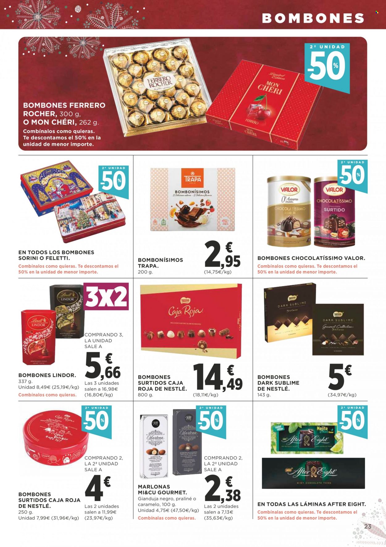 thumbnail - Folleto actual Supercor supermercados - 02/12/21 - 15/12/21 - Ventas - After Eight, Ferrero Rocher, Mon Chéri, praliné. Página 23.