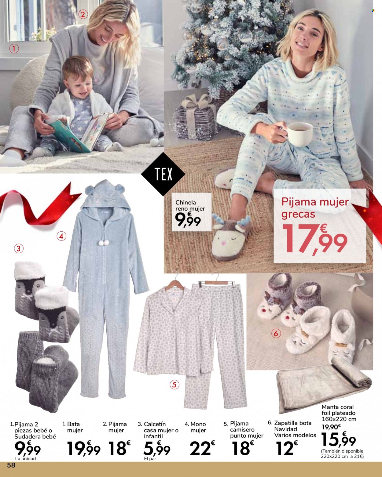thumbnail - Folleto actual Carrefour - 02/12/21 - 07/01/22 - Ventas - botas, zapatilla, manta, sudadera, pijama, calcetínes. Página 58.