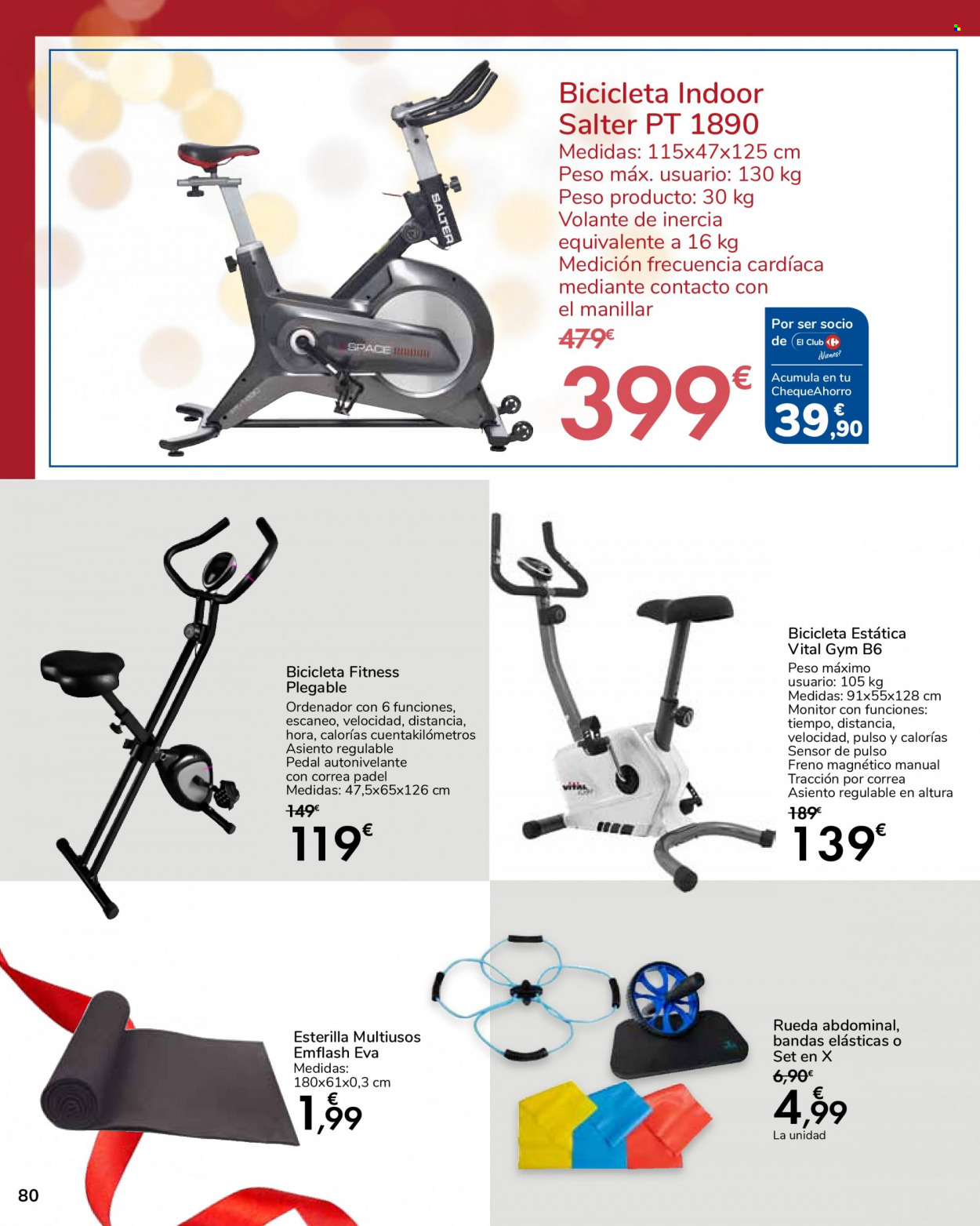 thumbnail - Folleto actual Carrefour - 02/12/21 - 07/01/22 - Ventas - monitor, bicicleta estática, rueda abdominal, bicicleta, padel. Página 80.