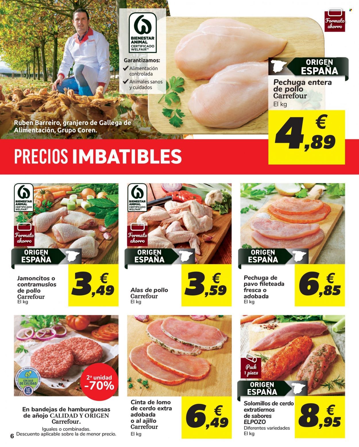 thumbnail - Folleto actual Carrefour - 03/12/21 - 14/12/21 - Ventas - lomo de cerdo, cinta de lomo, contramuslo, pavo, pechuga de pavo, alitas de pollo, muslo de pollo, hamburguesa. Página 6.