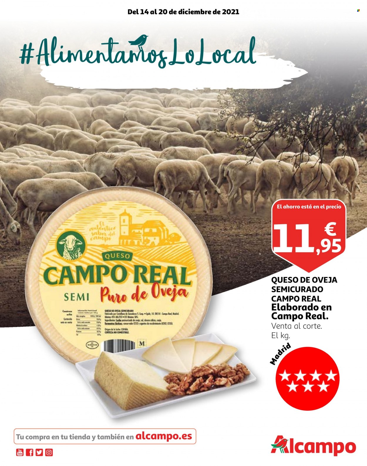 thumbnail - Folleto actual Alcampo - 14/12/21 - 20/12/21 - Ventas - queso, queso de oveja. Página 1.