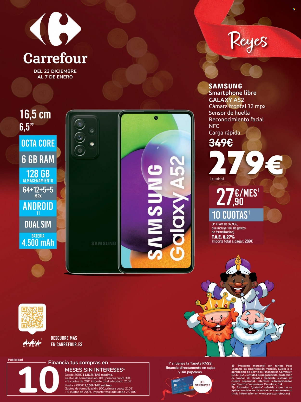 thumbnail - Folleto actual Carrefour - 23/12/21 - 07/01/22 - Ventas - Samsung, smartphone, celular. Página 1.