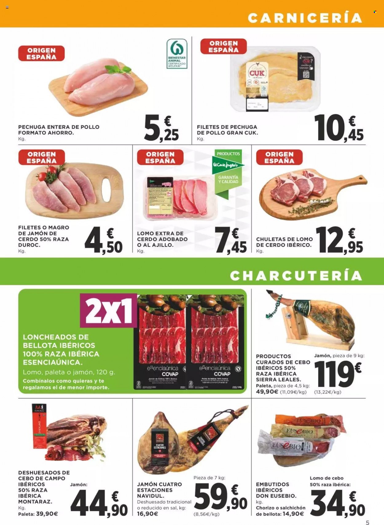 thumbnail - Folleto actual Supercor supermercados - 03/01/22 - 12/01/22 - Ventas - cerdo ibérico, COVAP, pollo, jamón, chorizo, lomo de cebo, salchichón, embutidos, sal. Página 5.