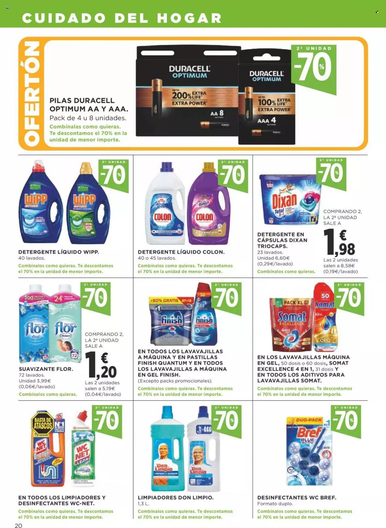 thumbnail - Folleto actual Supercor supermercados - 03/01/22 - 12/01/22 - Ventas - Bref, limpiador, WC Net, detergente, suavizante, detergente en cápsulas, Dixan, Somat, Duracell, pila alcalina. Página 20.