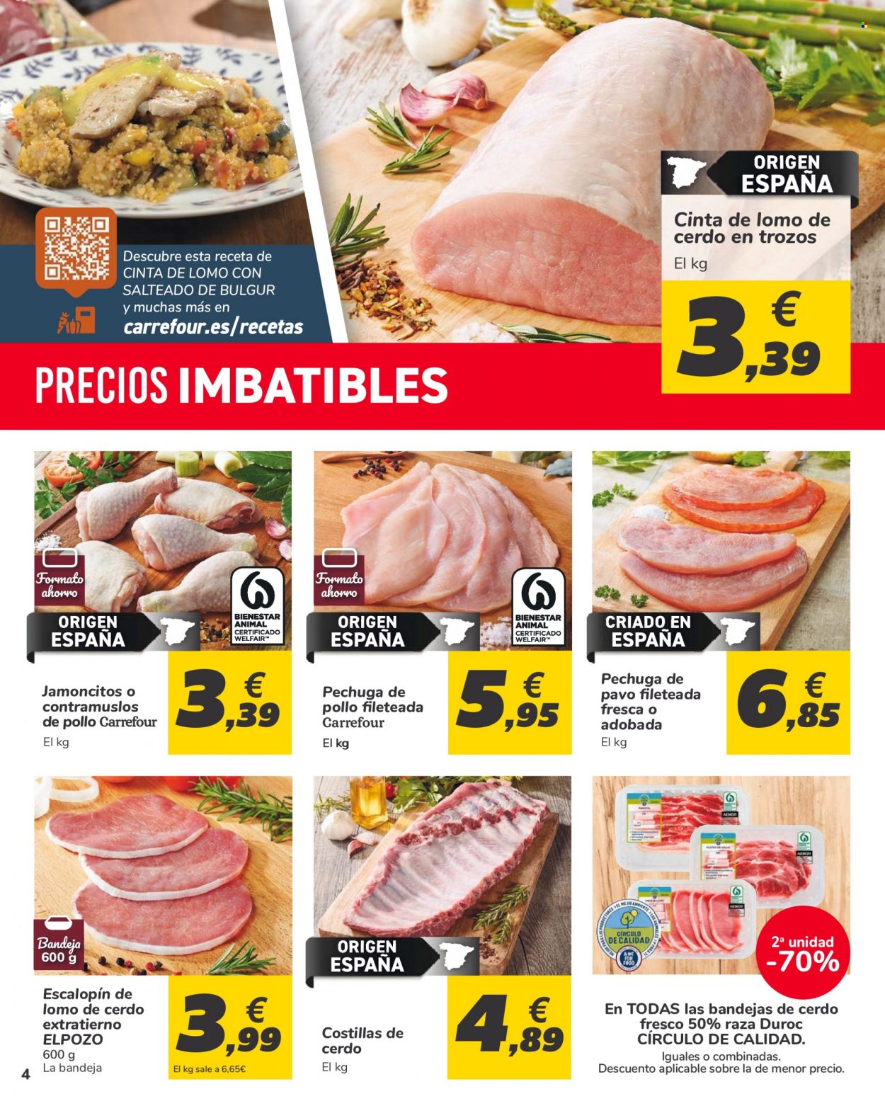 thumbnail - Folleto actual Carrefour - 02/01/22 - 17/01/22 - Ventas - lomo de cerdo, costilla, cinta de lomo, contramuslo, pavo, pechuga de pavo, pechuga de pollo, muslo de pollo, salteado. Página 4.