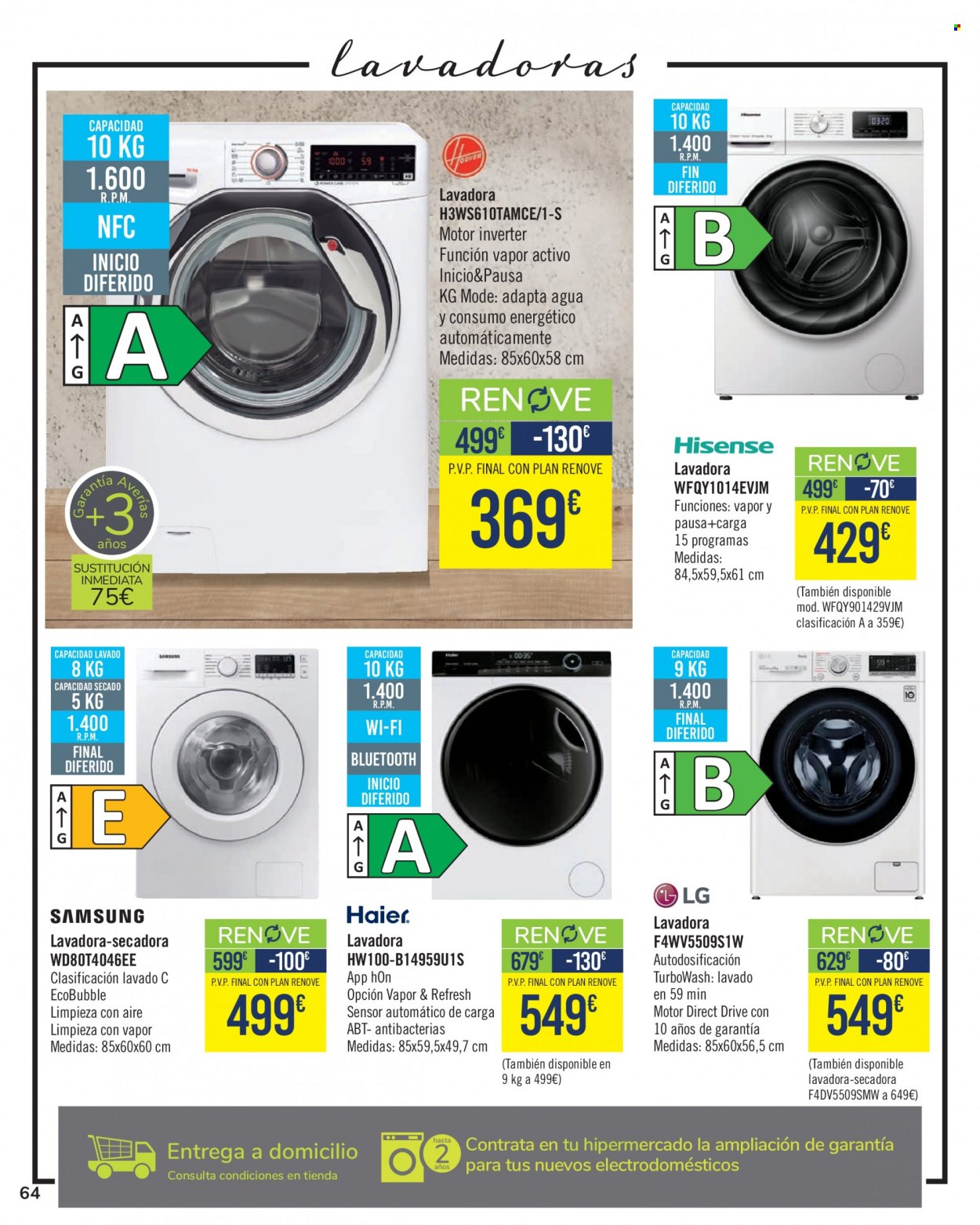 thumbnail - Folleto actual Carrefour - 11/01/22 - 21/02/22 - Ventas - LG, Samsung, Hisense, Haier, lavadora, secadora. Página 64.
