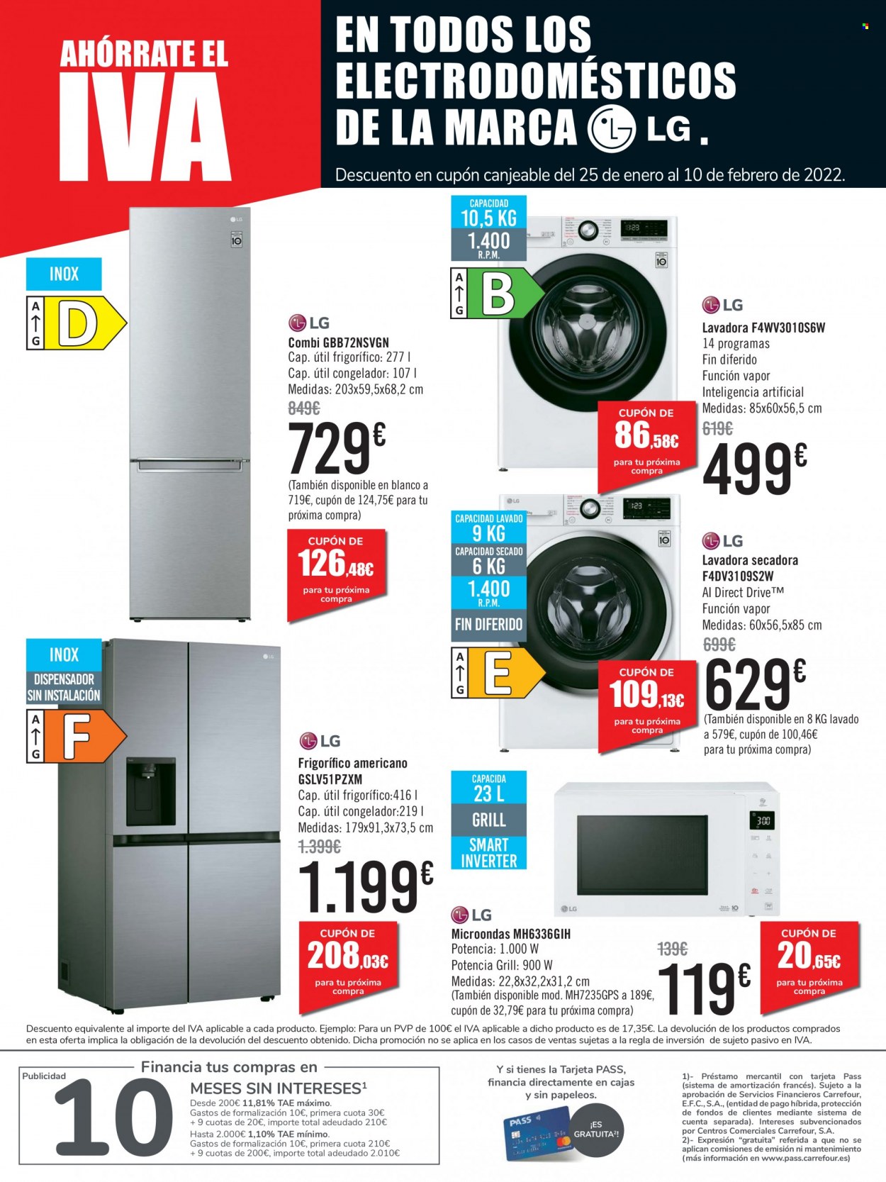 thumbnail - Folleto actual Carrefour - 12/01/22 - 24/01/22 - Ventas - LG, frigorífico, congelador, microondas, lavadora, lavadora y secadora, secadora. Página 13.