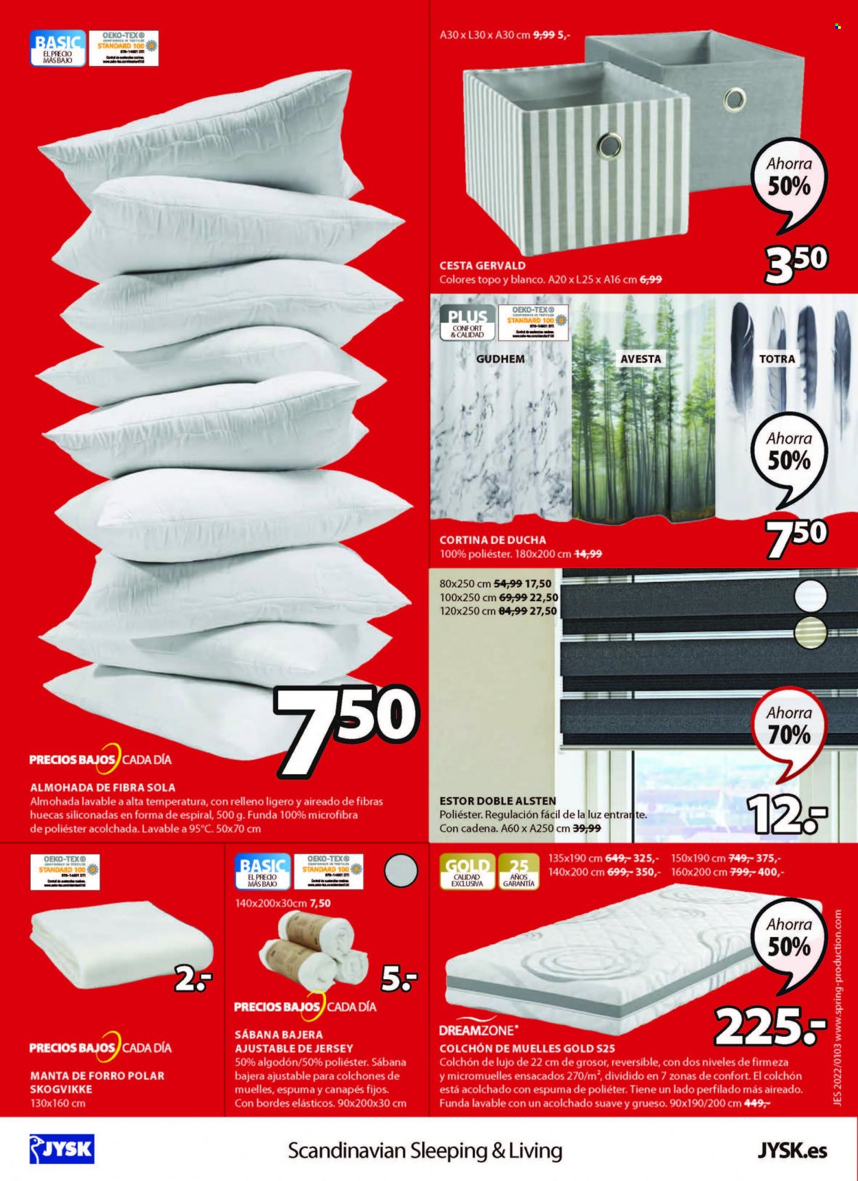 thumbnail - Folleto actual JYSK - 13/01/22 - 26/01/22 - Ventas - colchón de muelles, cesta, cortina, almohada, almohada de fibra, manta, sábana. Página 16.