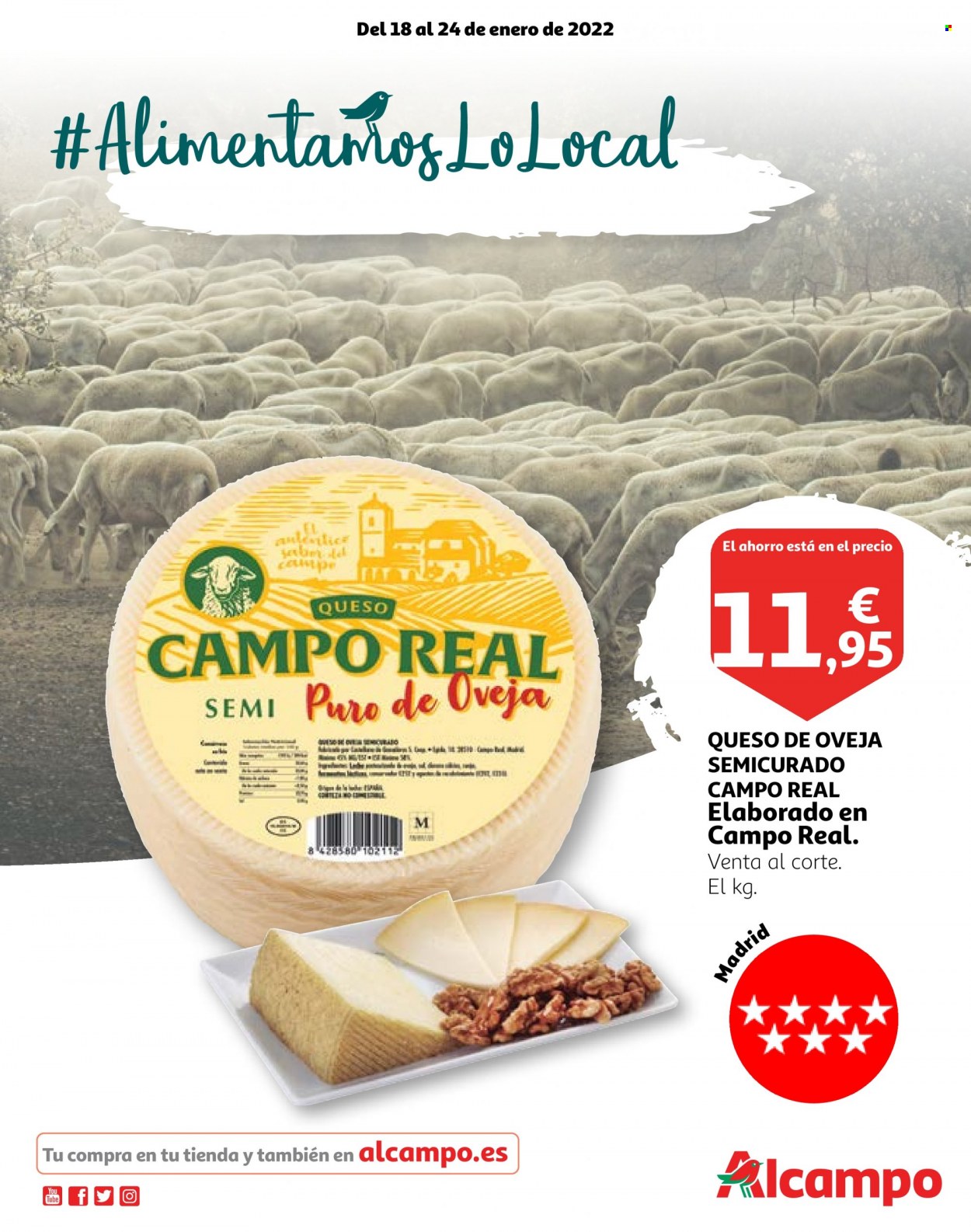 thumbnail - Folleto actual Alcampo - 18/01/22 - 24/01/22 - Ventas - queso, queso de oveja. Página 1.