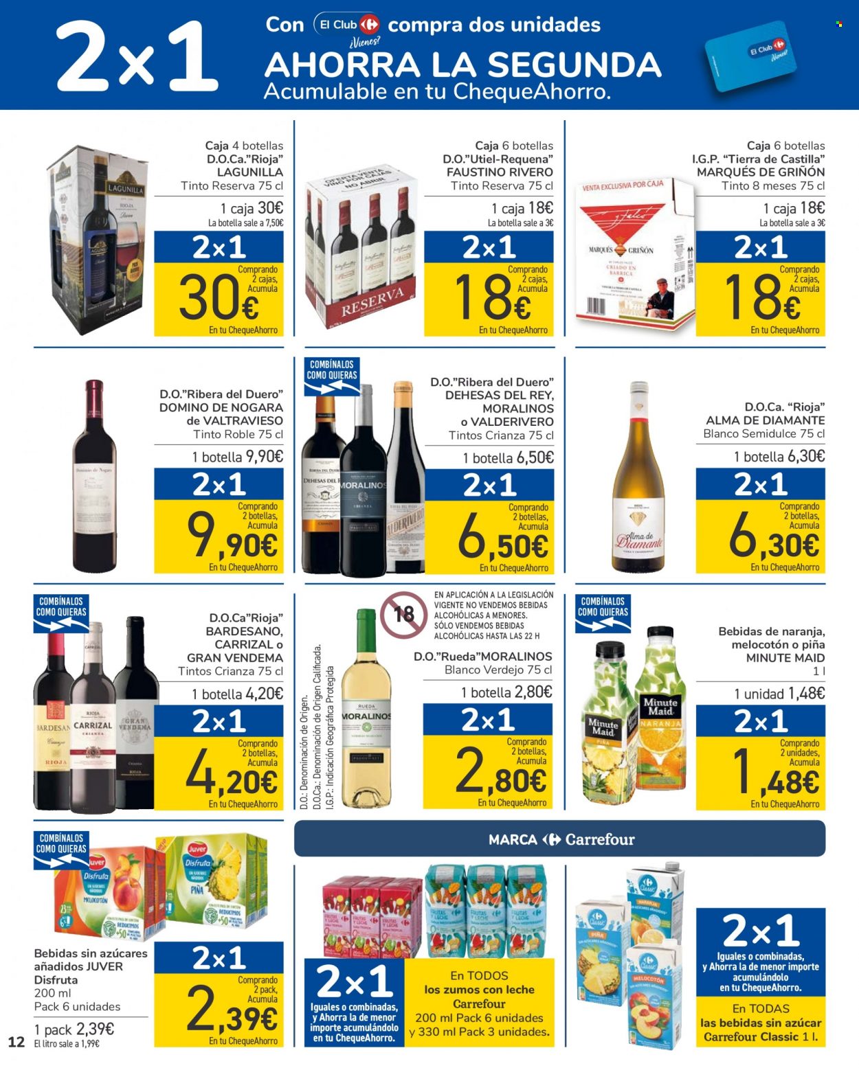 thumbnail - Folleto actual Carrefour - 18/01/22 - 27/01/22 - Ventas - Verdejo, Ribera del Duero, Rioja, Crianza, bebida alcohólica. Página 12.