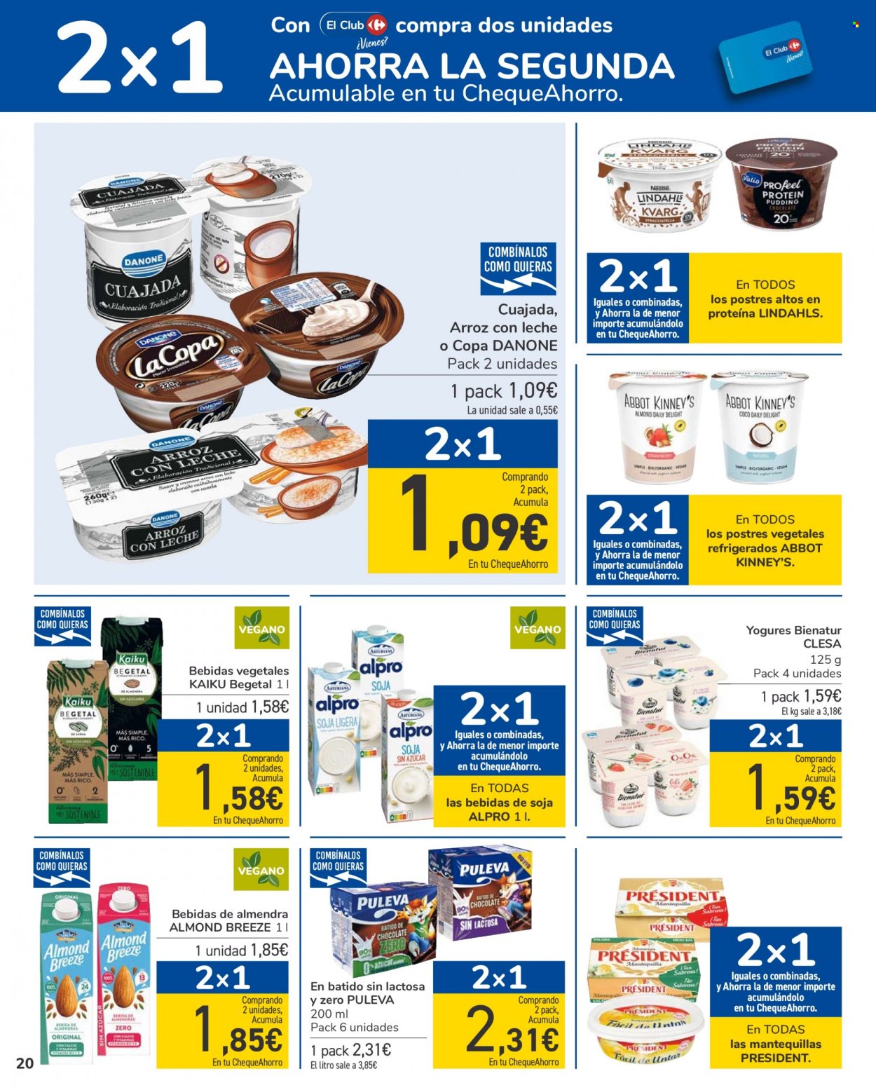 thumbnail - Folleto actual Carrefour - 18/01/22 - 27/01/22 - Ventas - copa, Alpro, cuajada, Danone, arroz con leche, pudding, Puleva. Página 20.