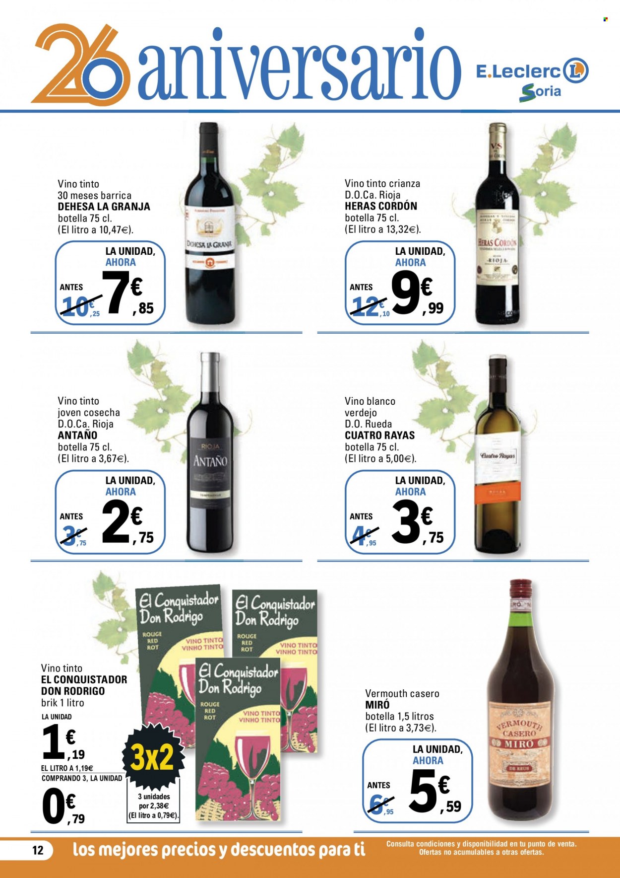 thumbnail - Folleto actual E.Leclerc - 18/05/22 - 28/05/22 - Ventas - vino, Verdejo, vino blanco, vino tinto, Rioja, Crianza, vermouth. Página 12.