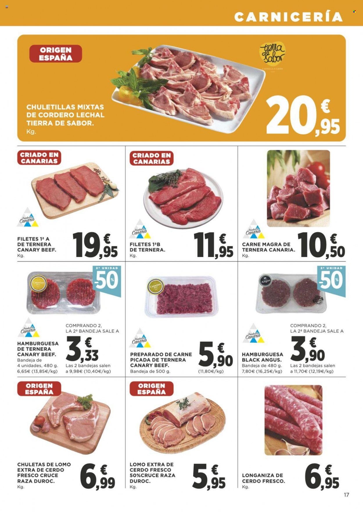 thumbnail - Folleto actual Supercor supermercados - 19/05/22 - 01/06/22 - Ventas - chuleta, lomo, angus, carne de ternera, hamburguesa, carne picada, cordero lechal. Página 17.