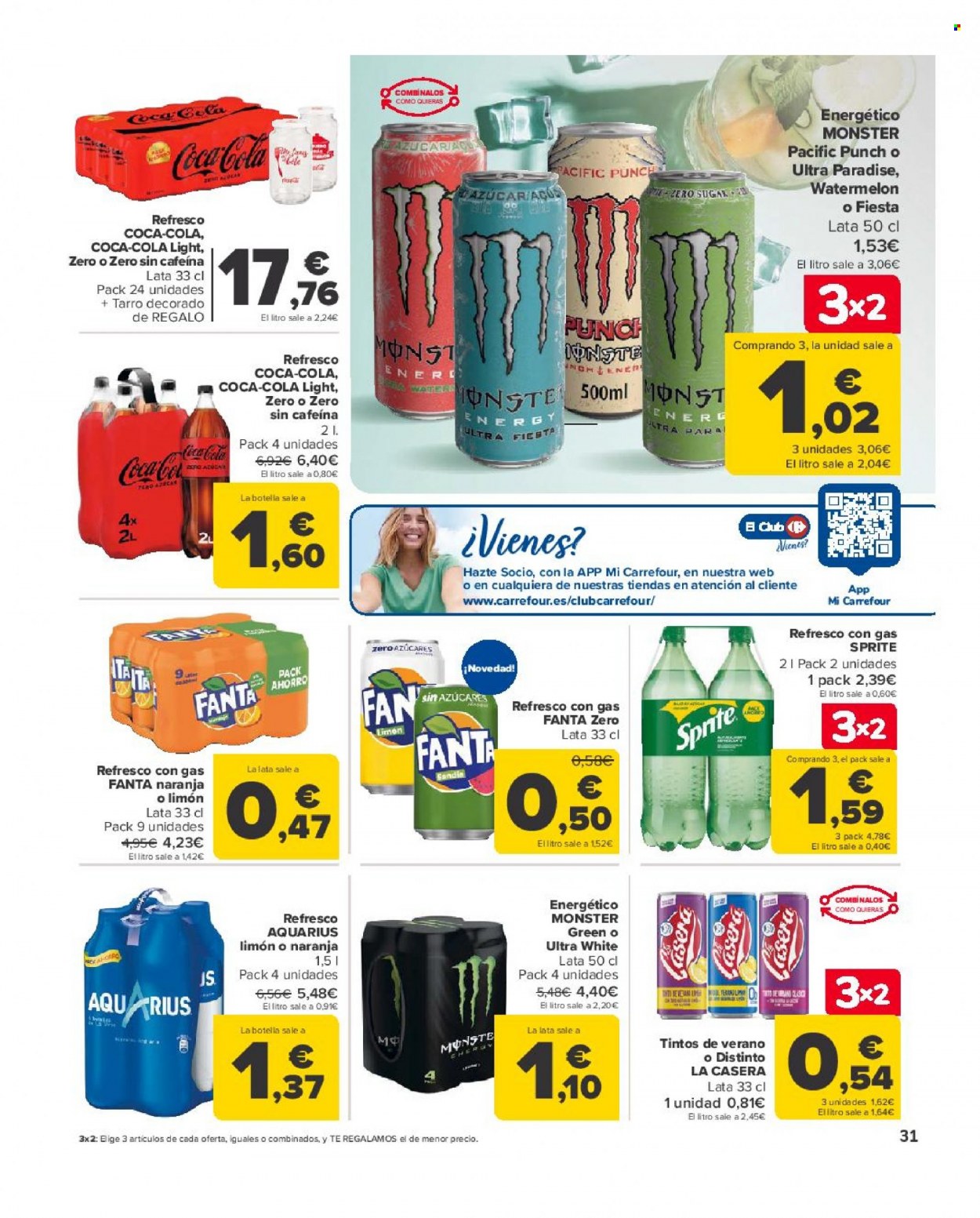 thumbnail - Folleto actual Carrefour - 25/05/22 - 09/06/22 - Ventas - sandía, refresco, Aquarius, Coca-cola, Coca-Cola Light, Fanta, Sprite. Página 31.