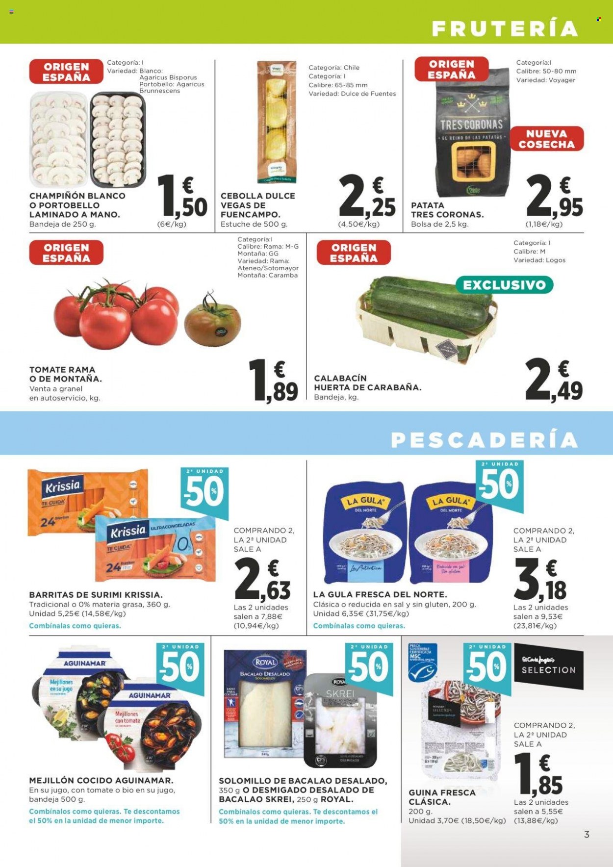 thumbnail - Folleto actual Supercor supermercados - 16/06/22 - 29/06/22 - Ventas - solomillo, cebolla, calabacín, champiñón, portobello, mejillones, surimi, La Gula del Norte. Página 3.