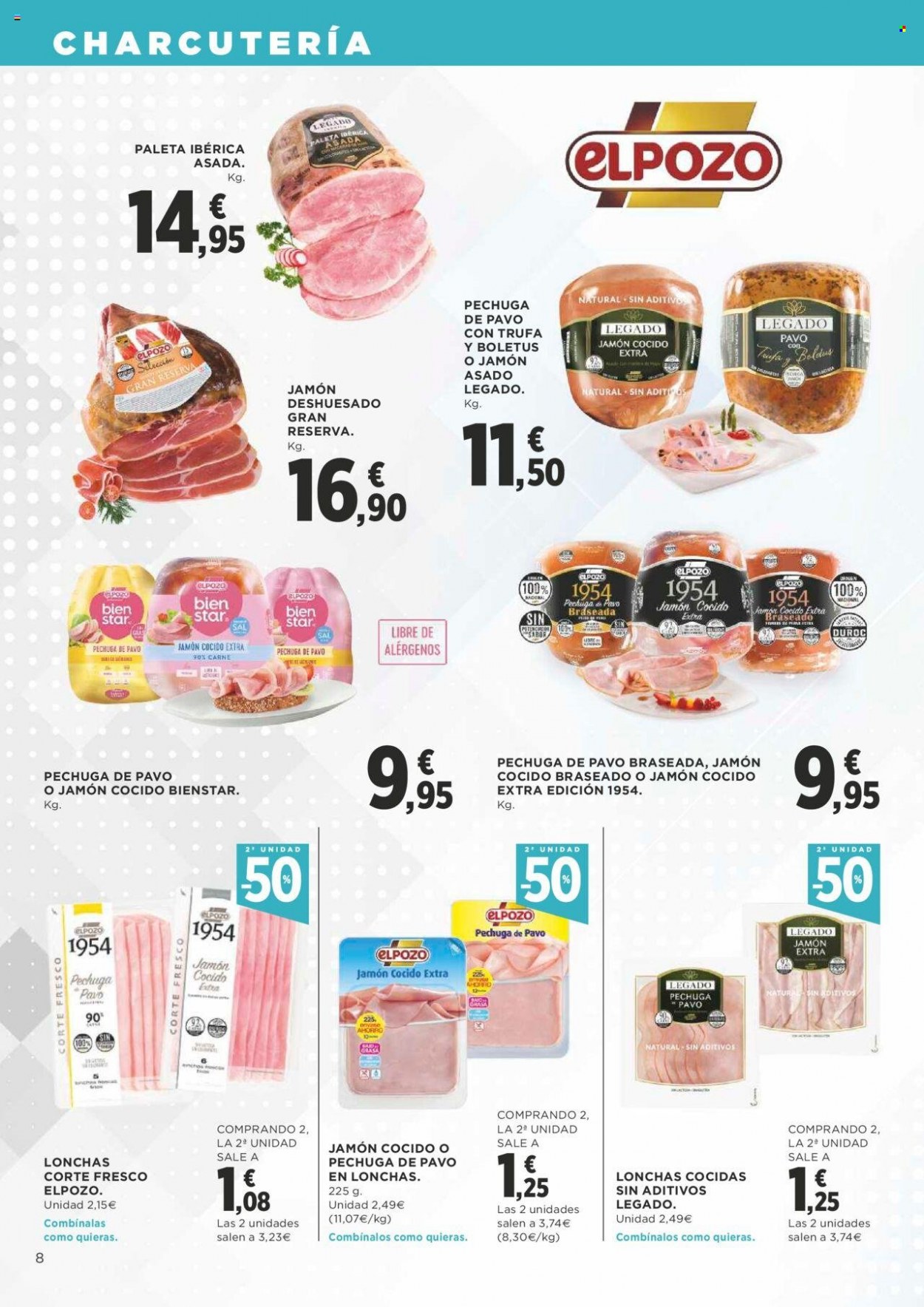 thumbnail - Folleto actual Supercor supermercados - 16/06/22 - 29/06/22 - Ventas - pechuga de pavo, jamón, Gran Reserva, jamón cocido, paleta ibérica, sal. Página 8.