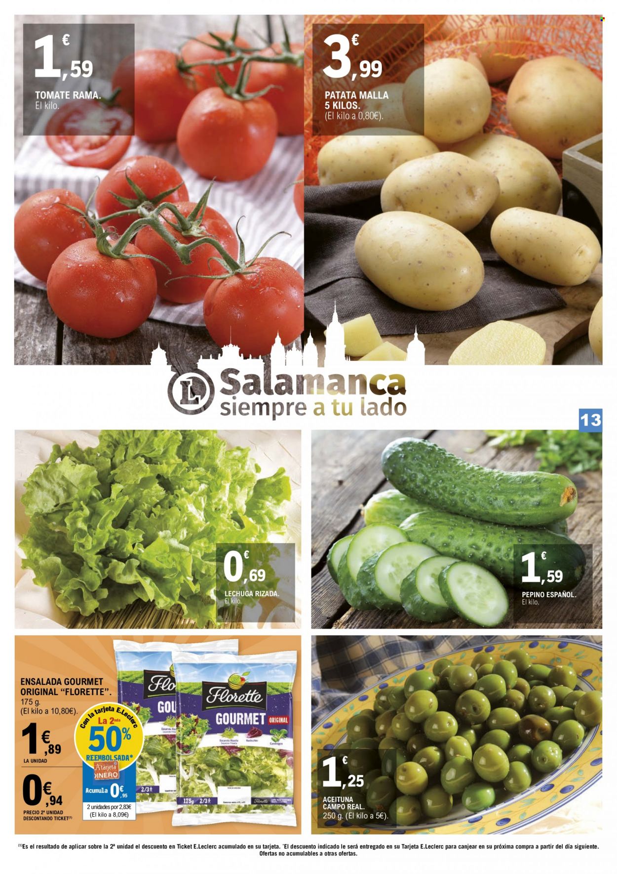 thumbnail - Folleto actual E.Leclerc - 15/06/22 - 28/06/22 - Ventas - patatas, ensalada, lechuga, pepino, aceituna. Página 13.