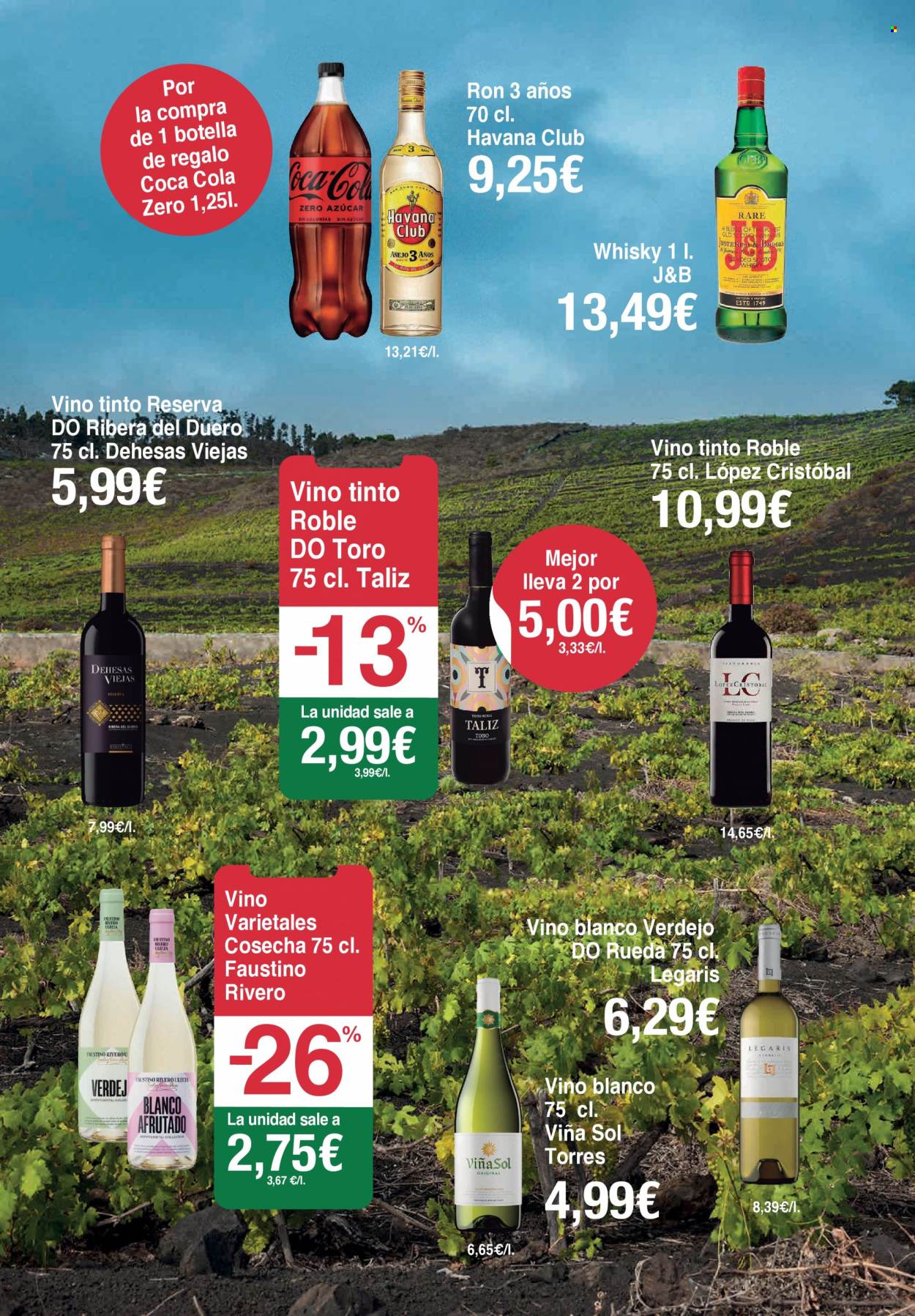 thumbnail - Folleto actual SPAR - 16/06/22 - 29/06/22 - Ventas - Coca-cola, Coca-Cola Zero, vino, Verdejo, vino blanco, vino tinto, Ribera del Duero, ViñaSol, ron, J&B, whisky. Página 5.