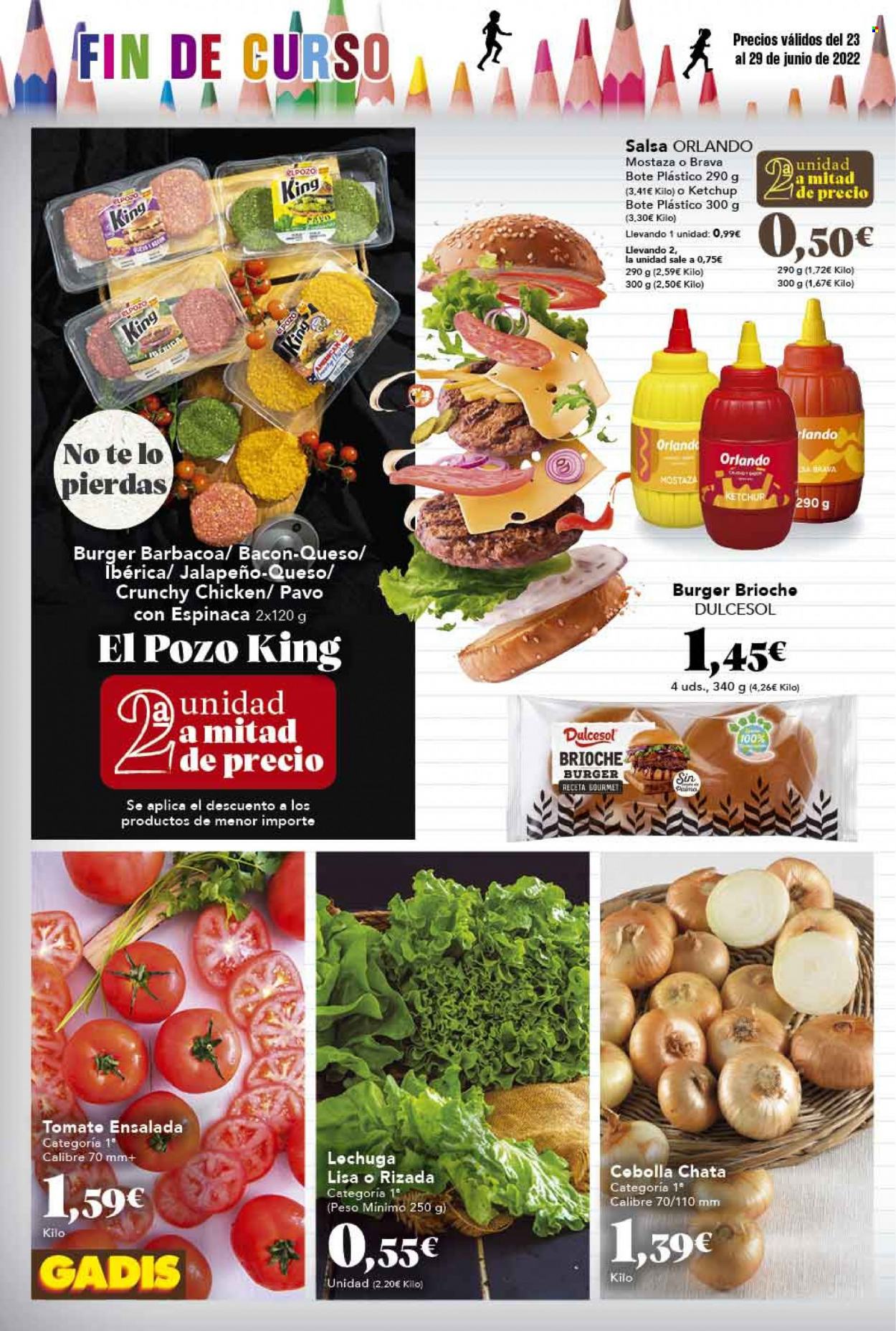 thumbnail - Folleto actual Gadis - 23/06/22 - 29/06/22 - Ventas - pavo, hamburguesa, cebolla, lechuga, espinaca, Dulcesol, bacón, El Pozo, queso, Orlando, mostaza, ketchup. Página 4.