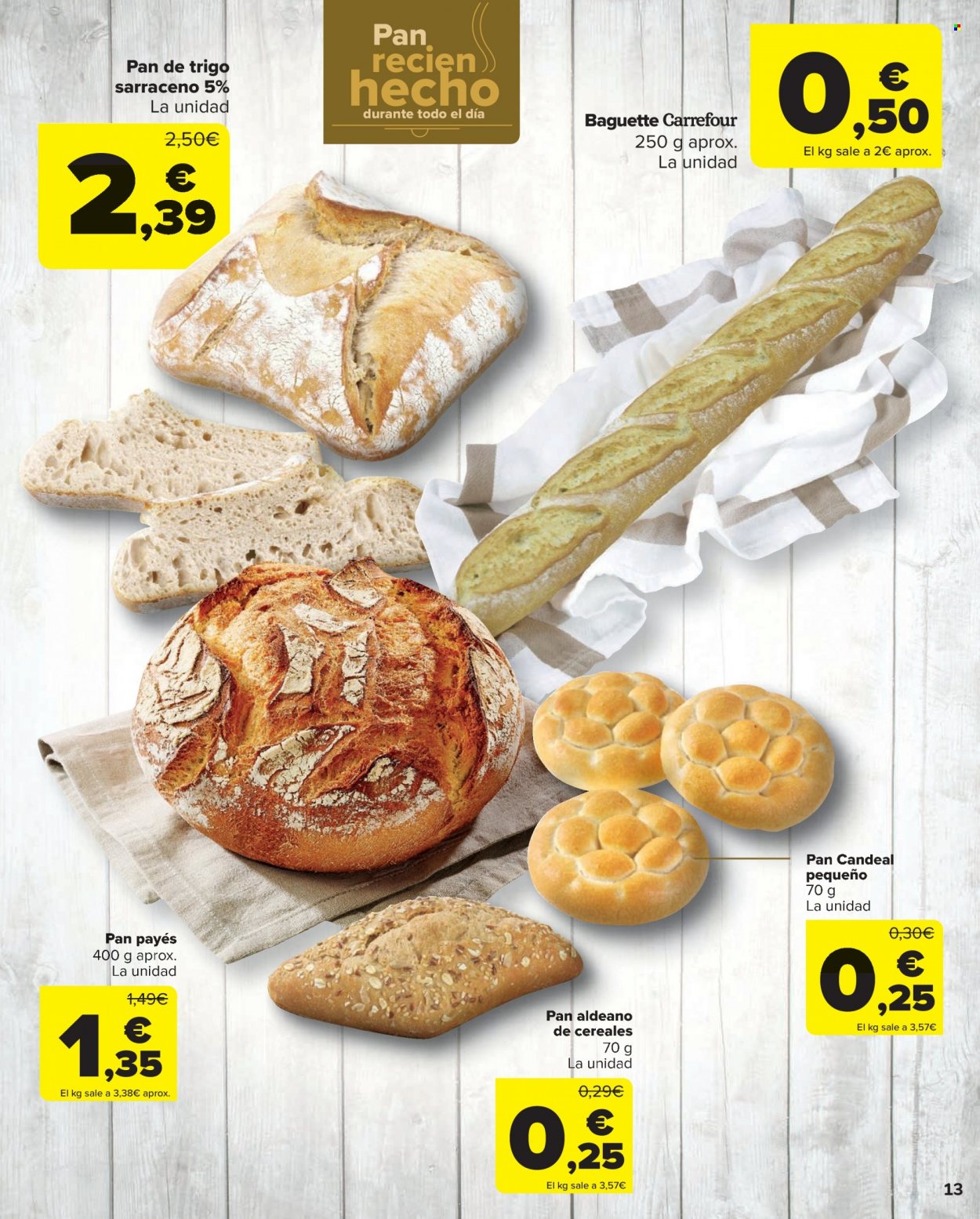 thumbnail - Folleto actual Carrefour - 23/06/22 - 11/07/22 - Ventas - baguette, pan, pan candeal. Página 13.
