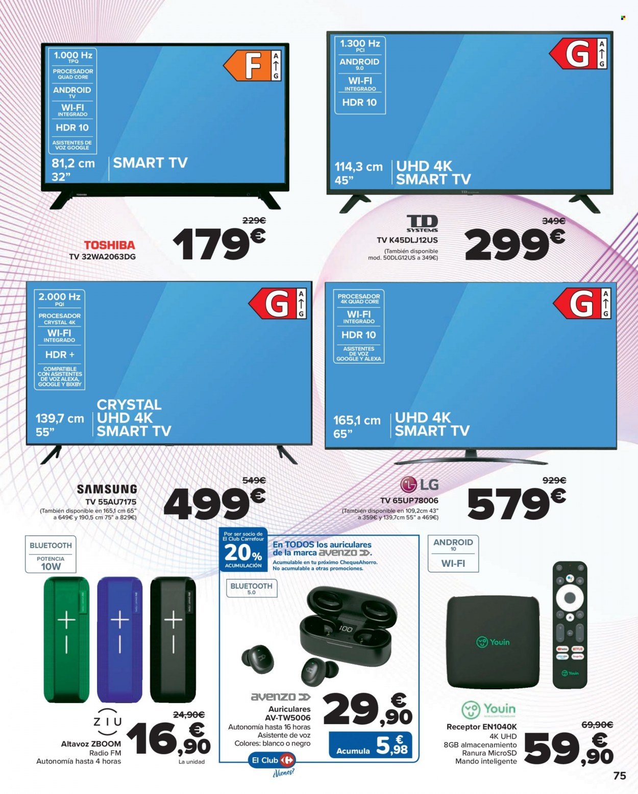 thumbnail - Folleto actual Carrefour - 23/06/22 - 11/07/22 - Ventas - LG, Samsung, Toshiba, Smart TV, televisor, auriculares. Página 75.