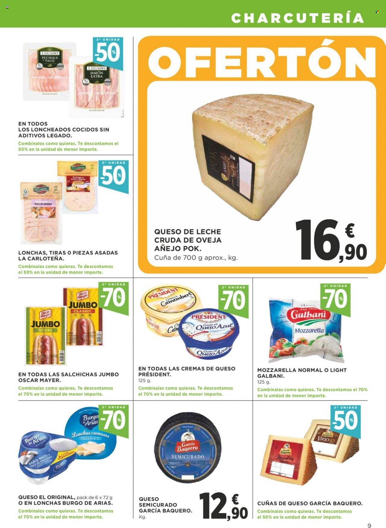 thumbnail - Folleto actual Supercor supermercados - 30/06/22 - 13/07/22 - Ventas - pavo, pechuga de pavo, pollo, jamón, mozzarella, queso semicurado. Página 9.