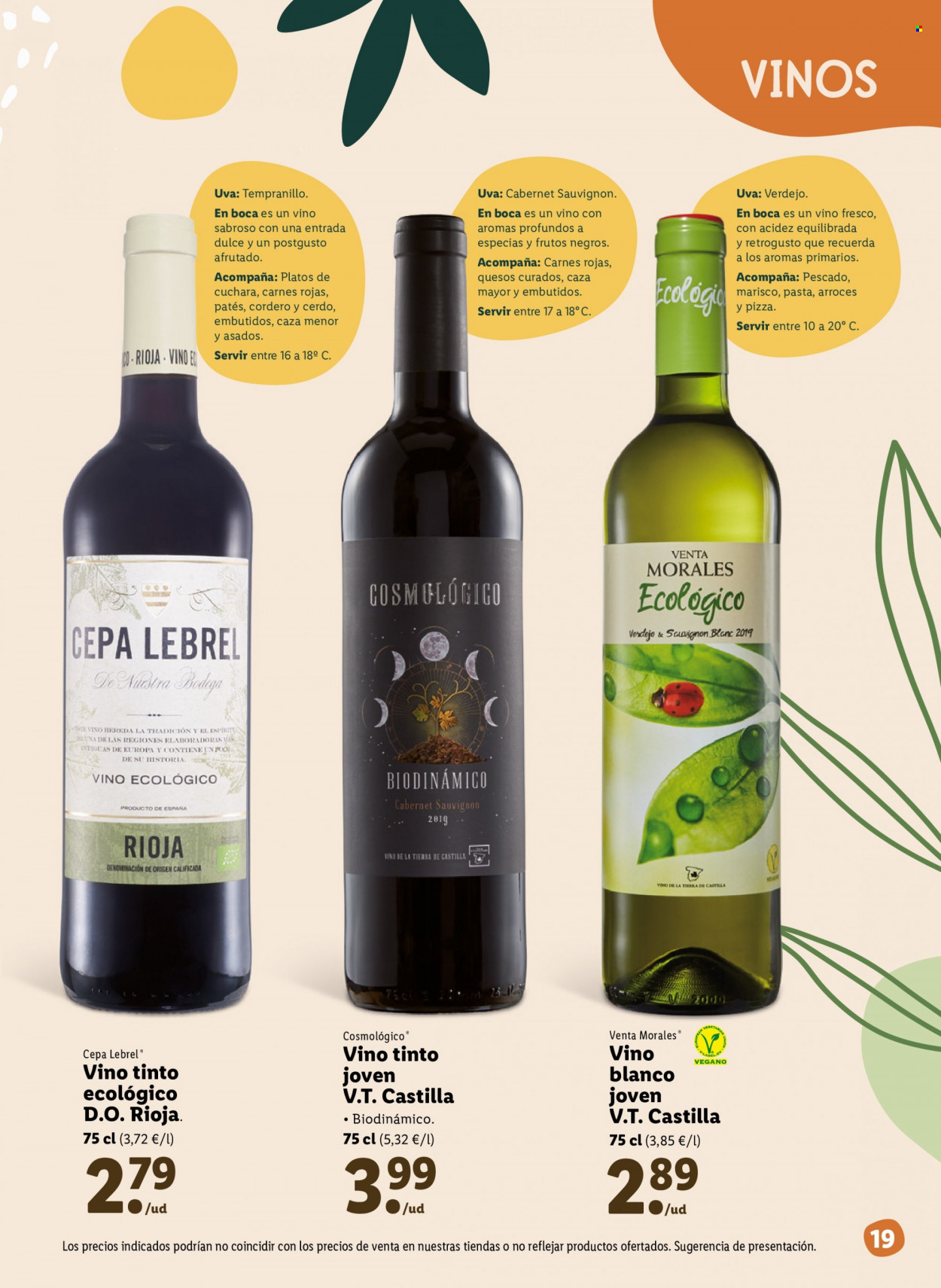 thumbnail - Folleto actual Lidl - Ventas - bebida alcohólica, Rioja, vino, vino tinto, vino blanco. Página 19.