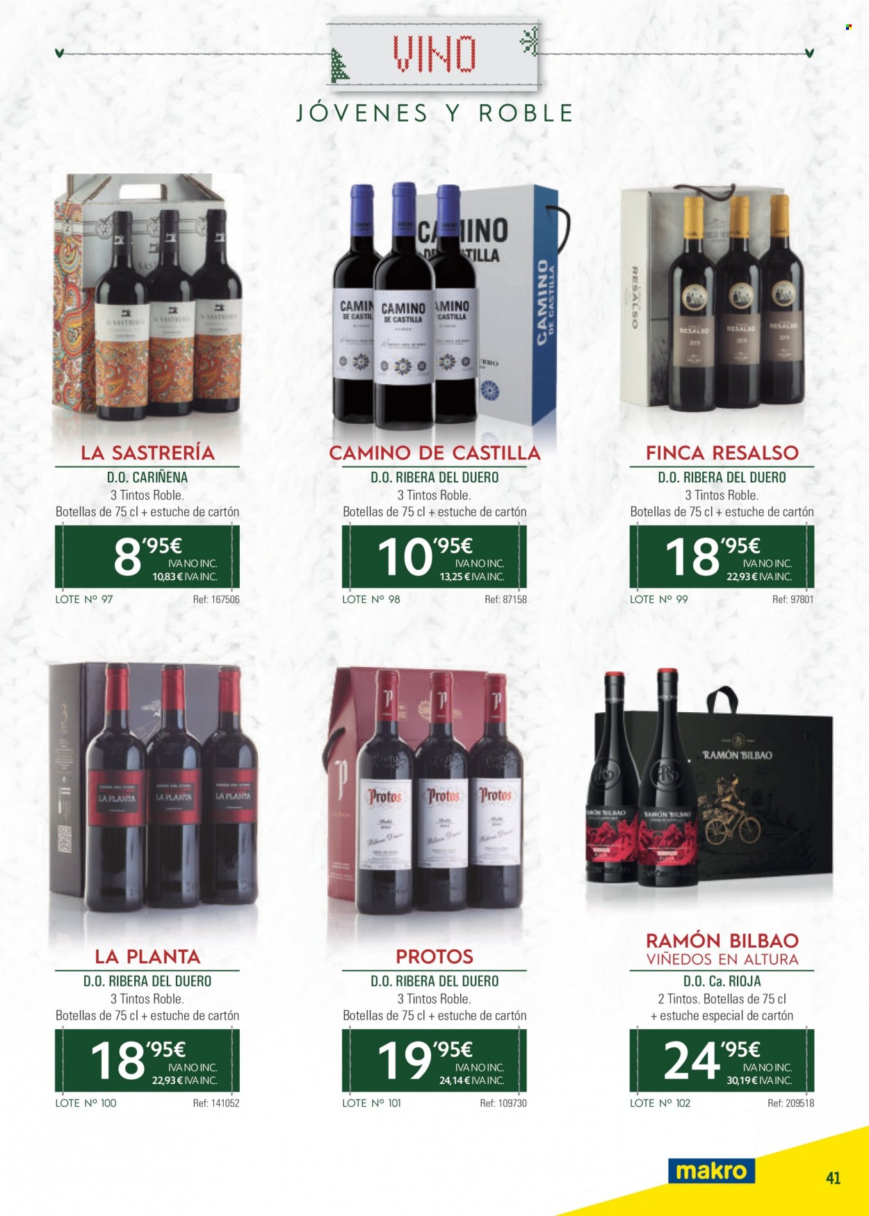 thumbnail - Folleto actual Makro - 03/10/22 - 05/01/23 - Ventas - bebida alcohólica, vino, vino tinto, Ribera del Duero, Rioja, La Sastrería, Camino de Castilla. Página 41.