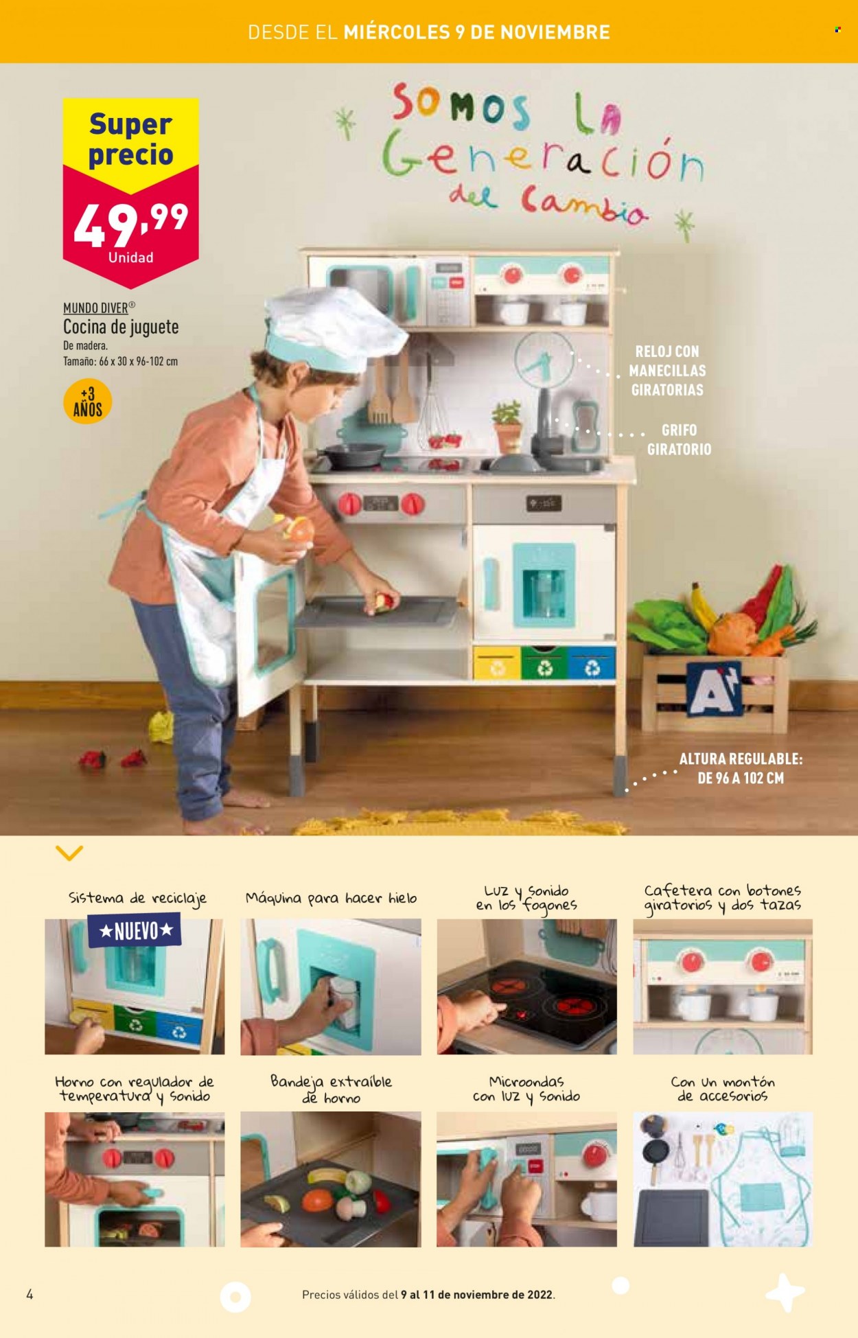 thumbnail - Folleto actual Aldi - Ventas - cocina de juguete, juguete, juguete de madera. Página 4.