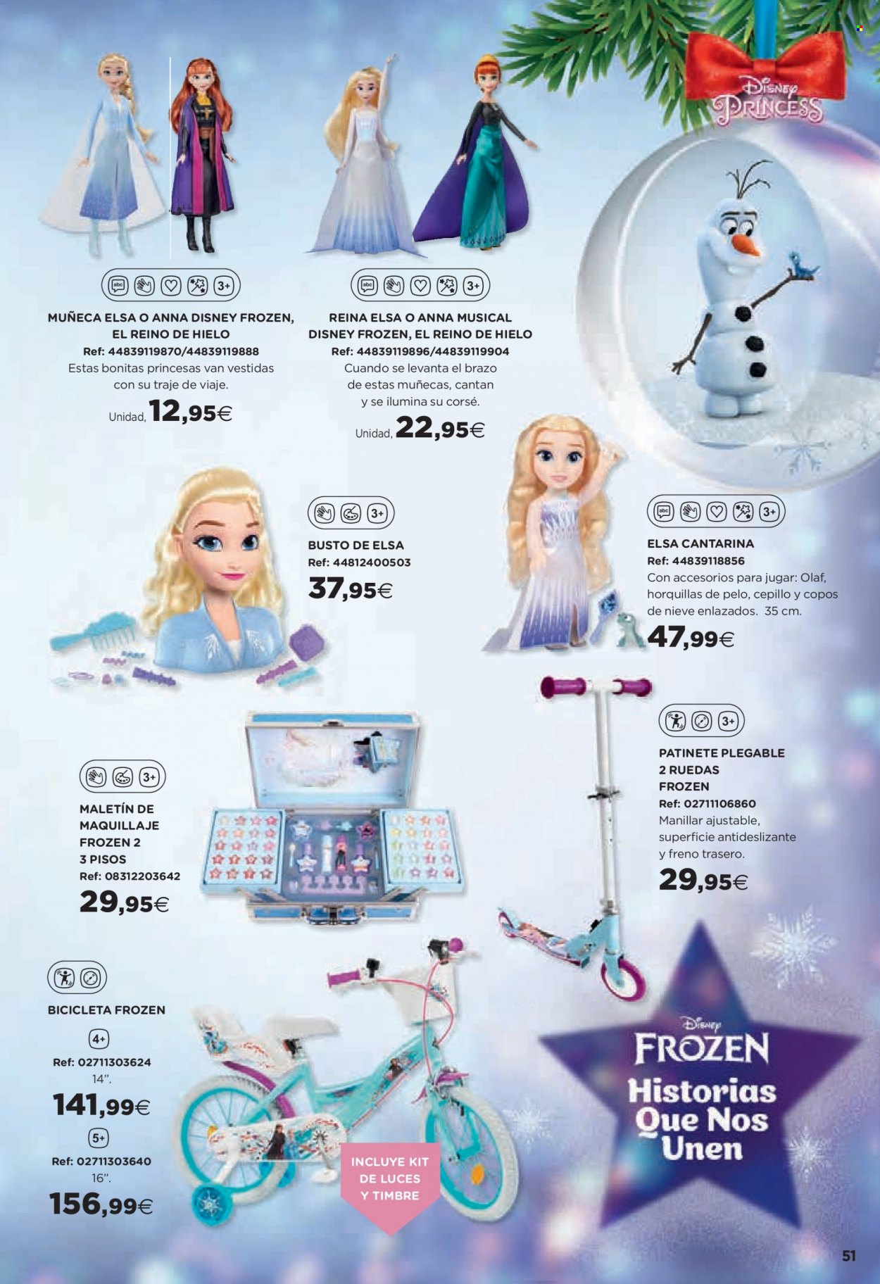 thumbnail - Folleto actual Hipercor - 03/11/22 - 31/12/22 - Ventas - maletín, Frozen, Disney, Elsa, patinete, bicicleta, juguete, muñeca. Página 51.