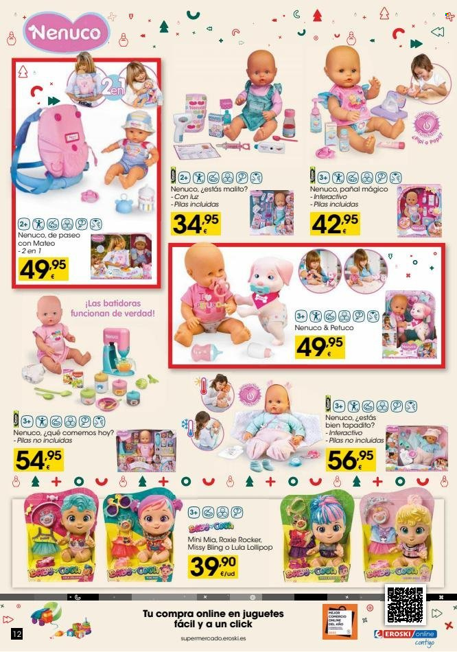thumbnail - Folleto actual Eroski - 04/11/22 - 06/01/23 - Ventas - Nenuco, batidora, juguete, muñeca, muñeco, accesorios para muñecas, bebé con accesorios. Página 12.