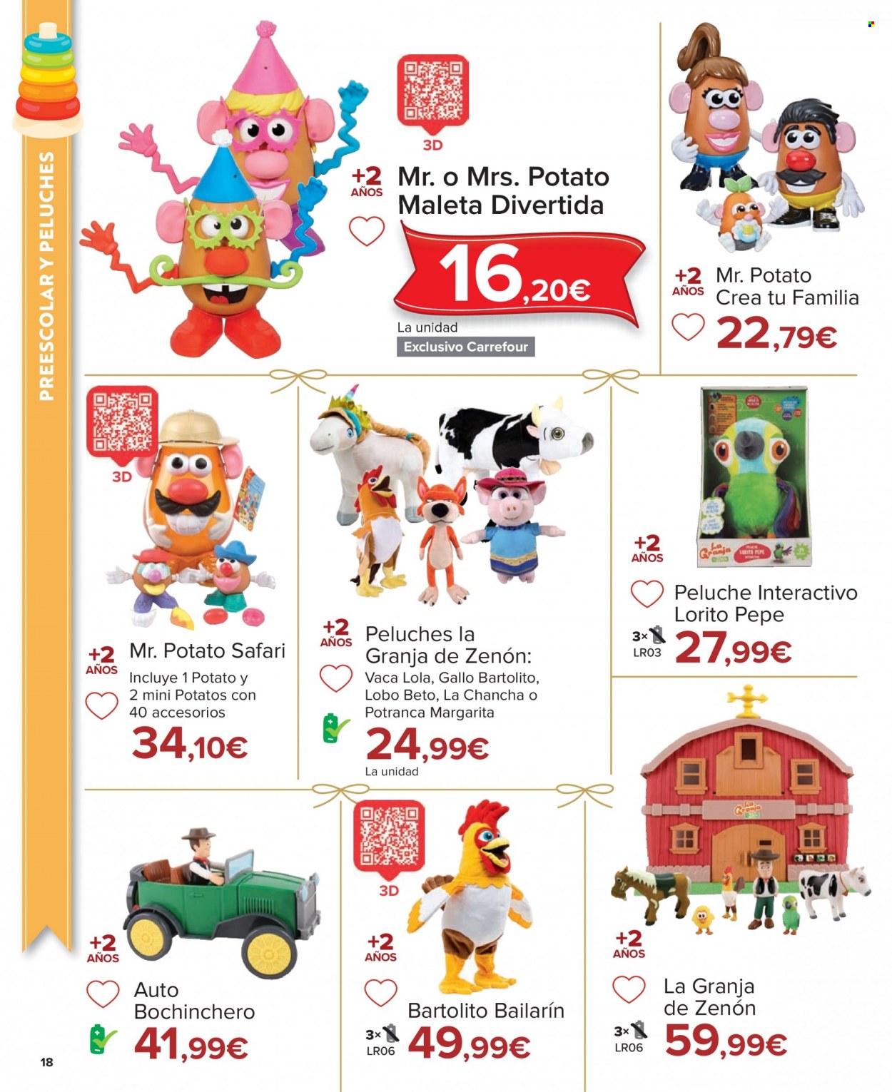 thumbnail - Folleto actual Carrefour - 04/11/22 - 24/12/22 - Ventas - Mr. Potato, juguete, peluche, peluche educativo, coche, figuras de animales. Página 18.