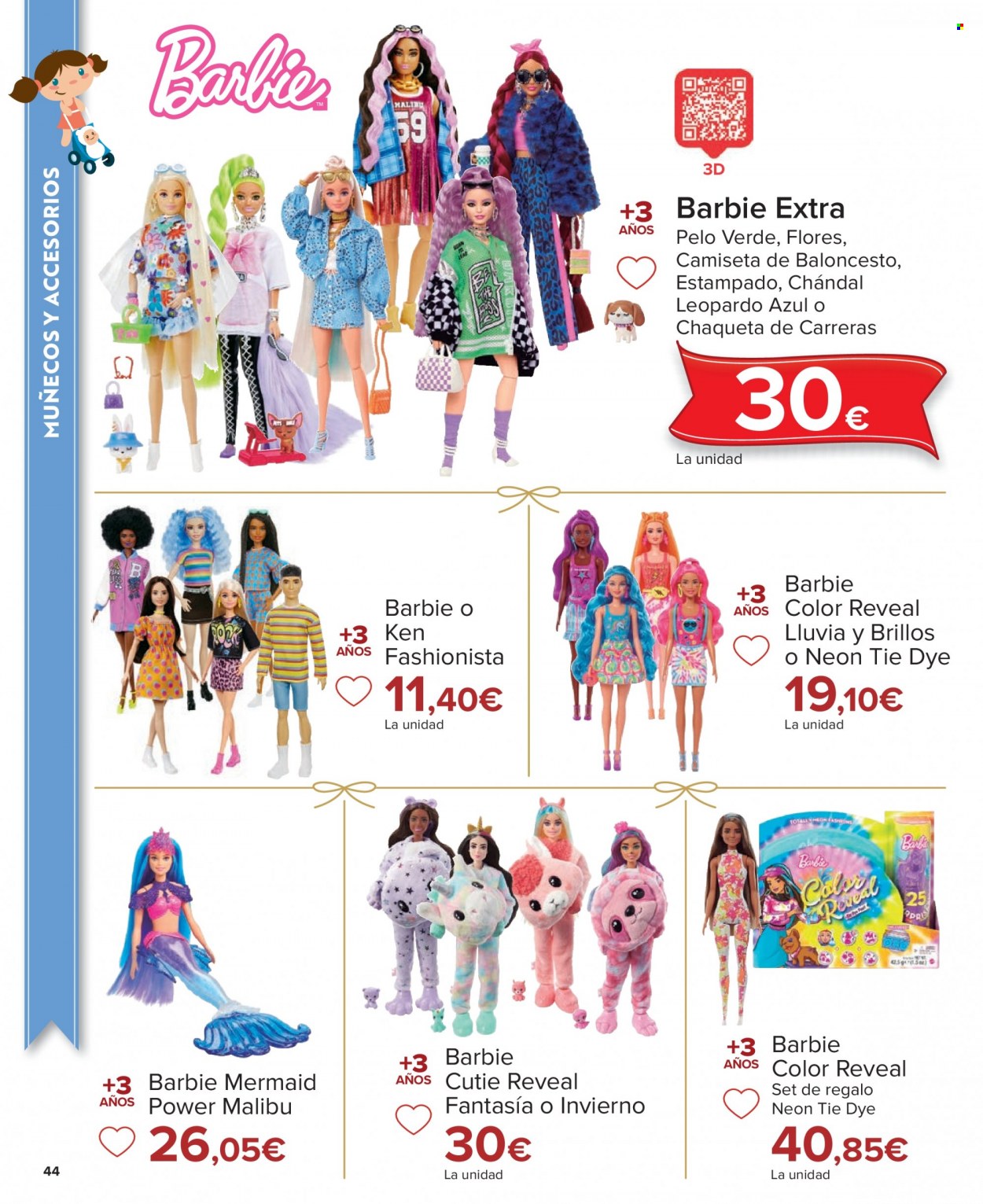 thumbnail - Folleto actual Carrefour - 04/11/22 - 24/12/22 - Ventas - Barbie, juguete, estuche de regalo, camiseta, chándal, muñeco. Página 44.
