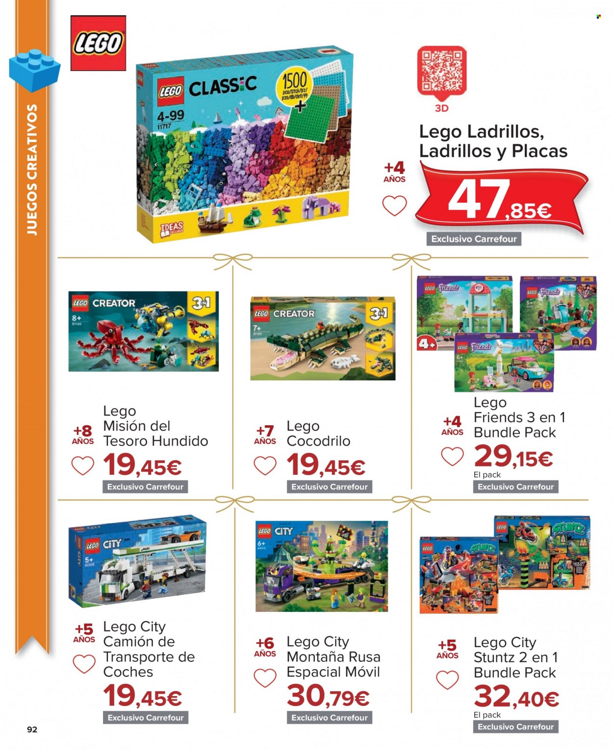 thumbnail - Folleto actual Carrefour - 04/11/22 - 24/12/22 - Ventas - LEGO, LEGO Friends, cocodrilo, camión, coche, LEGO City. Página 92.