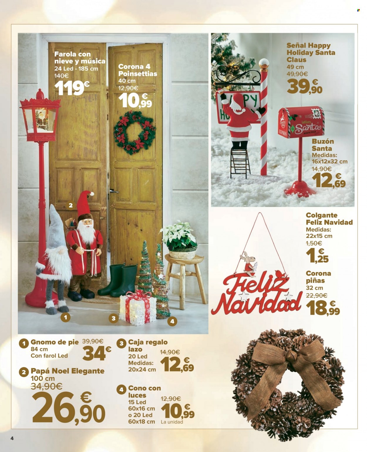 thumbnail - Folleto actual Carrefour - 10/11/22 - 08/12/22 - Ventas - decoración, surtido de Navidad, adornos de Navidad, Papá Noel, corona de Navidad, buzón Papá Noel, gnomo, caja de regalo. Página 4.