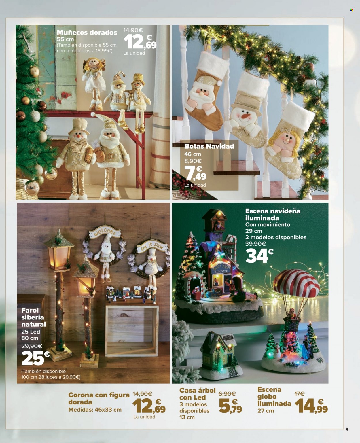 thumbnail - Folleto actual Carrefour - 10/11/22 - 08/12/22 - Ventas - surtido de Navidad, botas de Navidad, escena navideña, farol, corona de Navidad. Página 9.