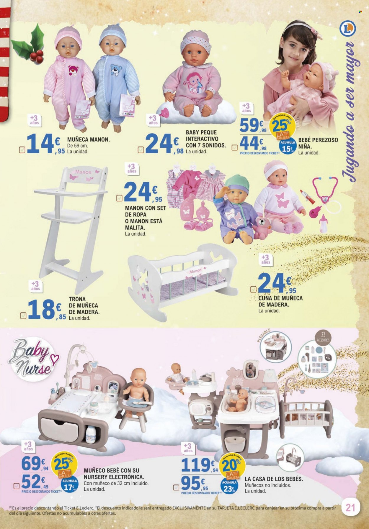 thumbnail - Folleto actual E.Leclerc - 16/11/22 - 24/12/22 - Ventas - cuna, juguete, muñeca, Bebés Llorones, bebé con accesorios. Página 21.