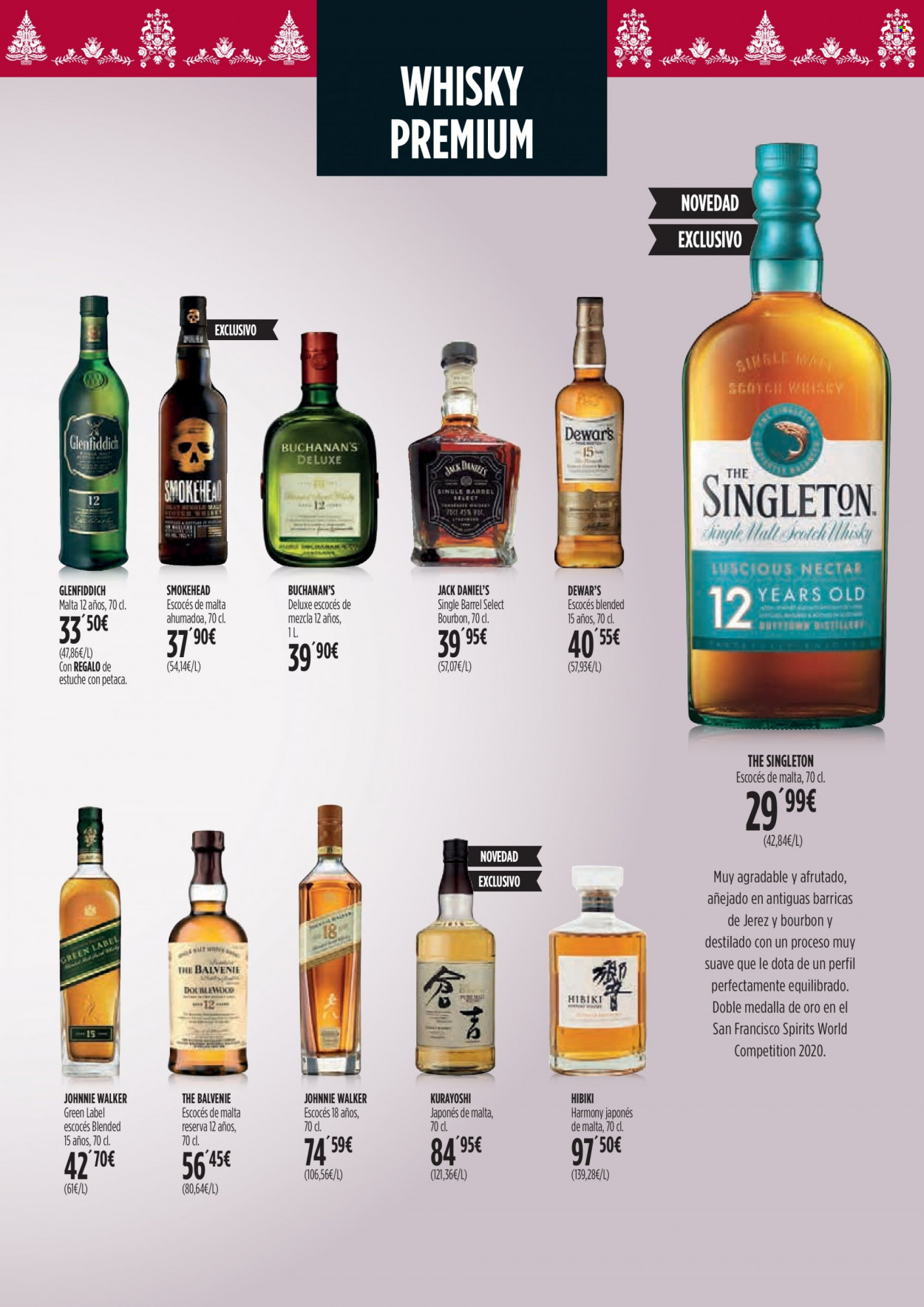 thumbnail - Folleto actual Hipercor - 17/11/22 - 05/01/23 - Ventas - bebida alcohólica, bourbon, Jack Daniel’s, Johnnie Walker, whisky, Dewar's. Página 39.